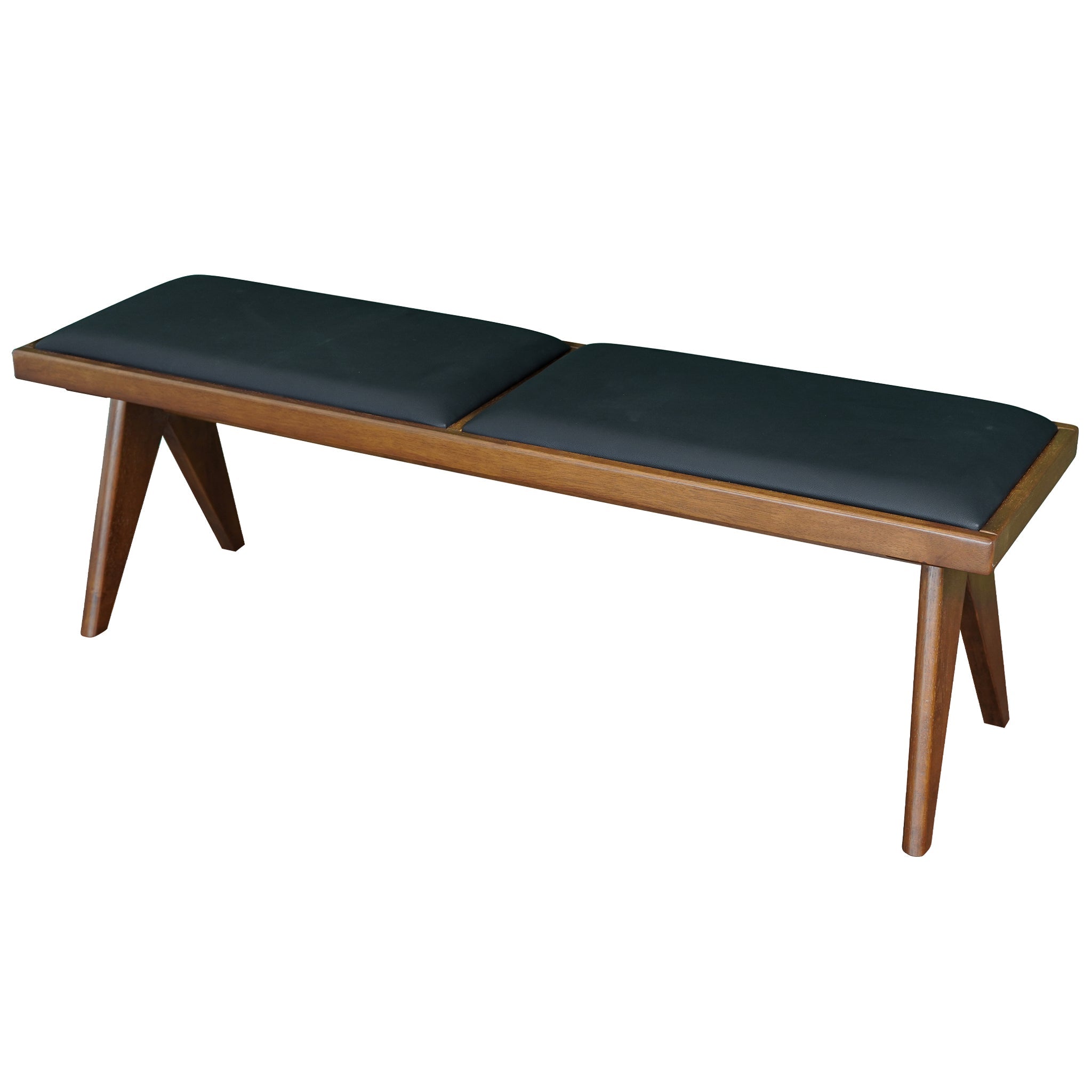 Kora Black Leather Bench - MidinMod