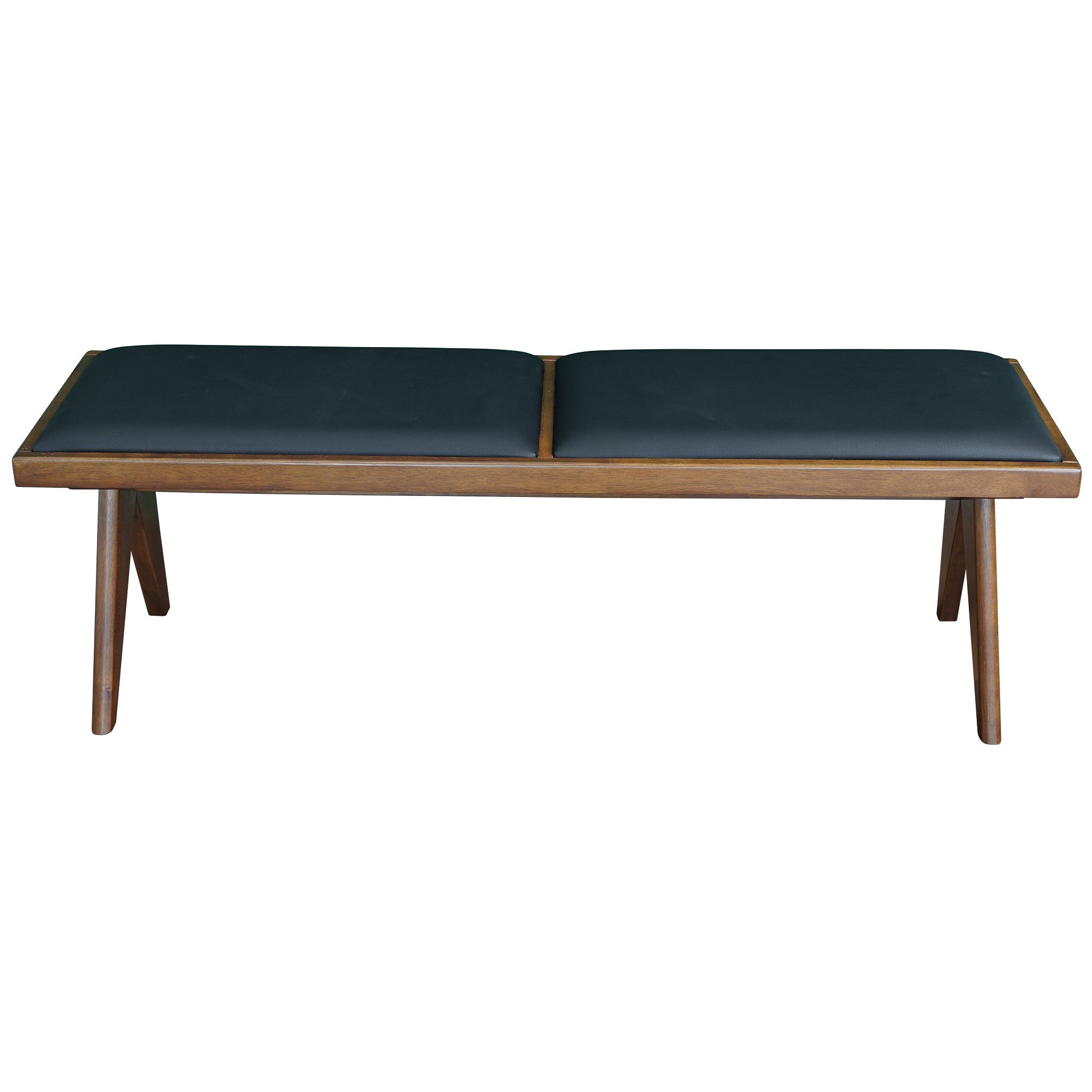 Kora Black Leather Bench - MidinMod