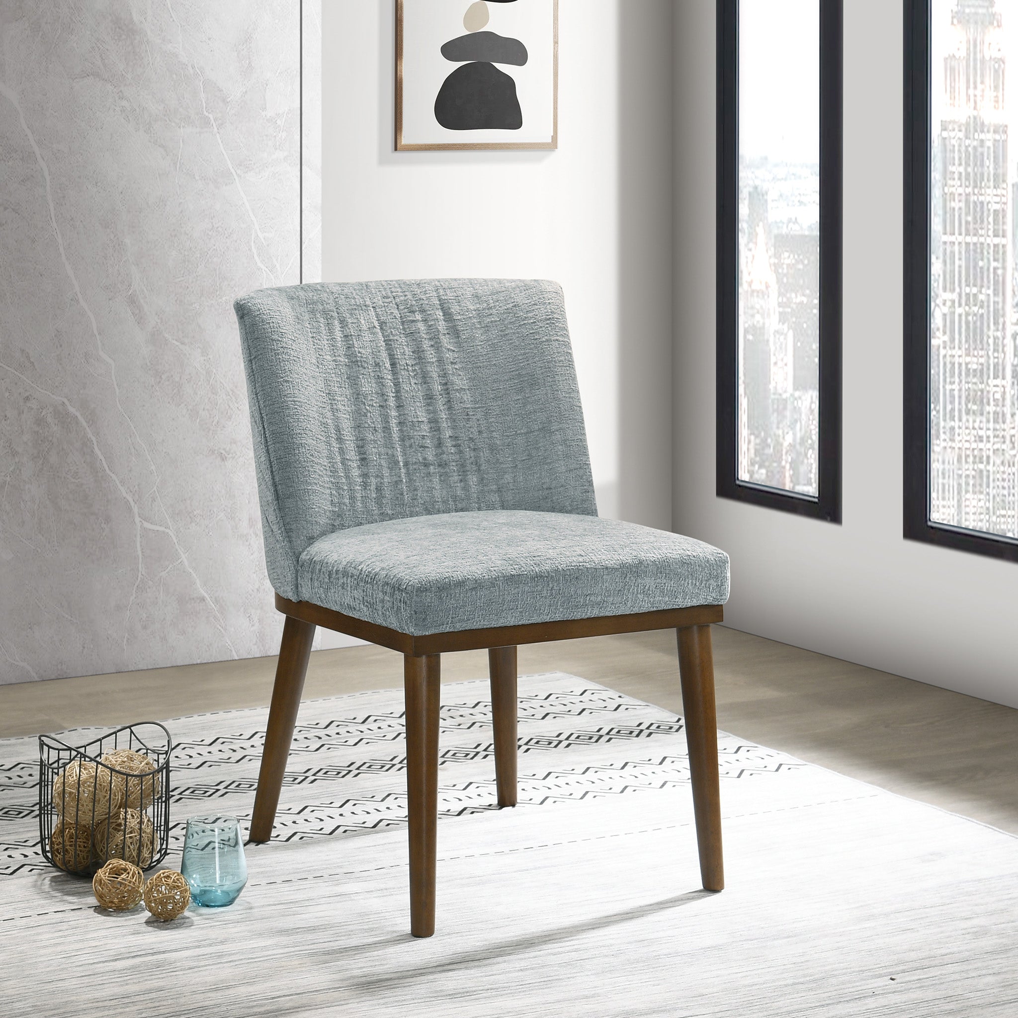 Dalby Grey Fabric Dining Chair Set of 2 - MidinMod