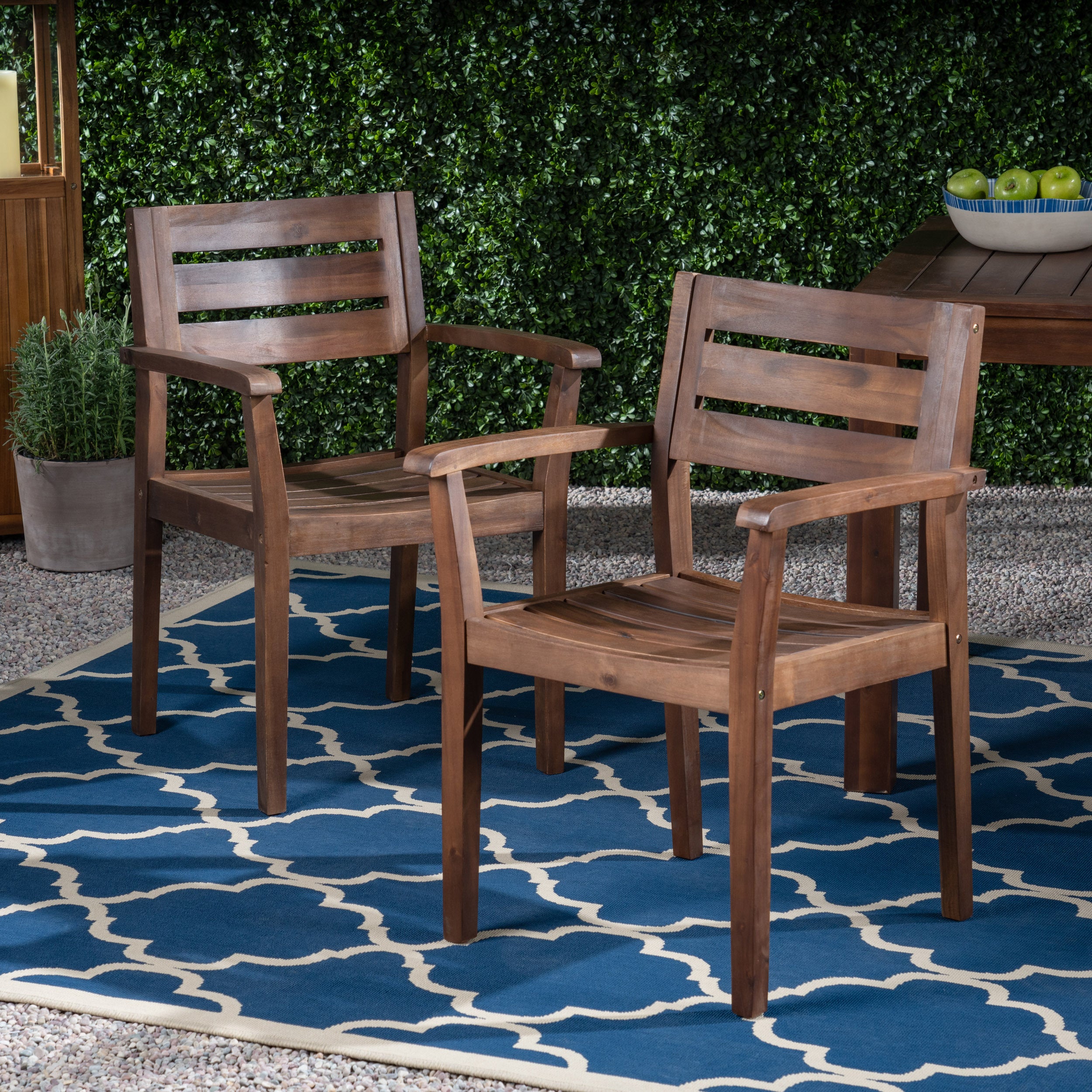 Stamford Outdoor Dining Chair Set Acacia Wood - Dark Brown