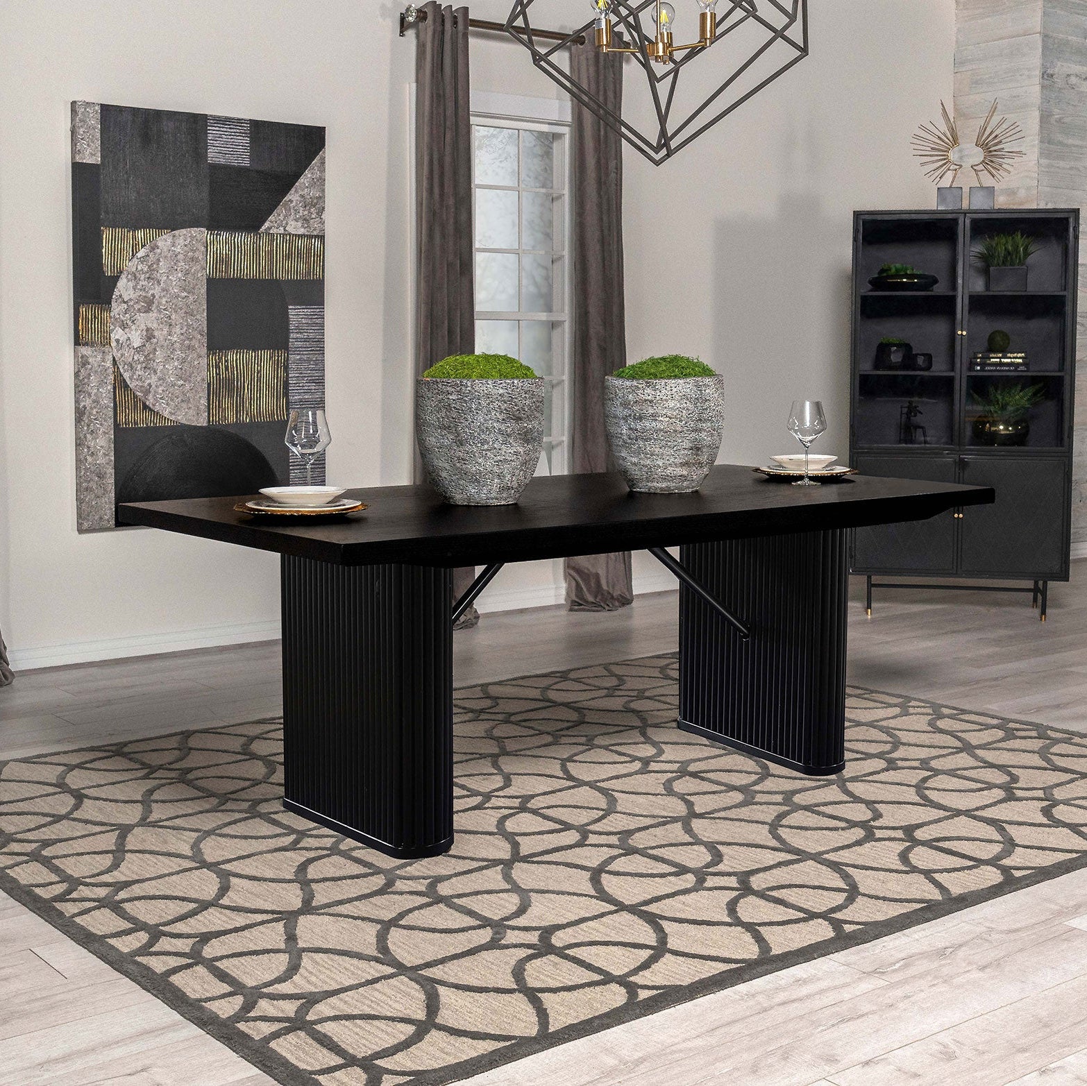 Catherine Rectangular 84-inch Wood Dining Table Black