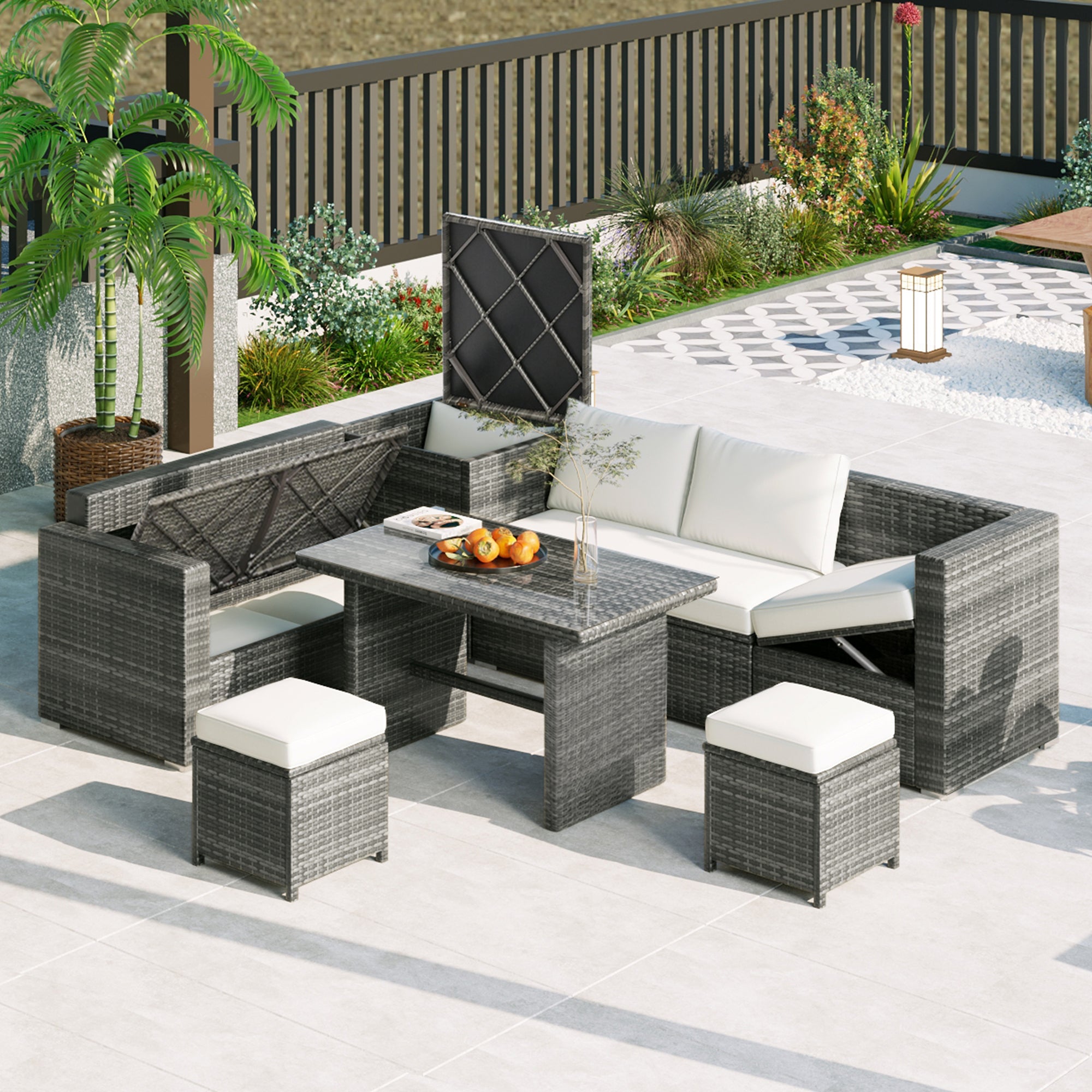 Topmax Outdoor Sectional Set Adjustable Back - Beige