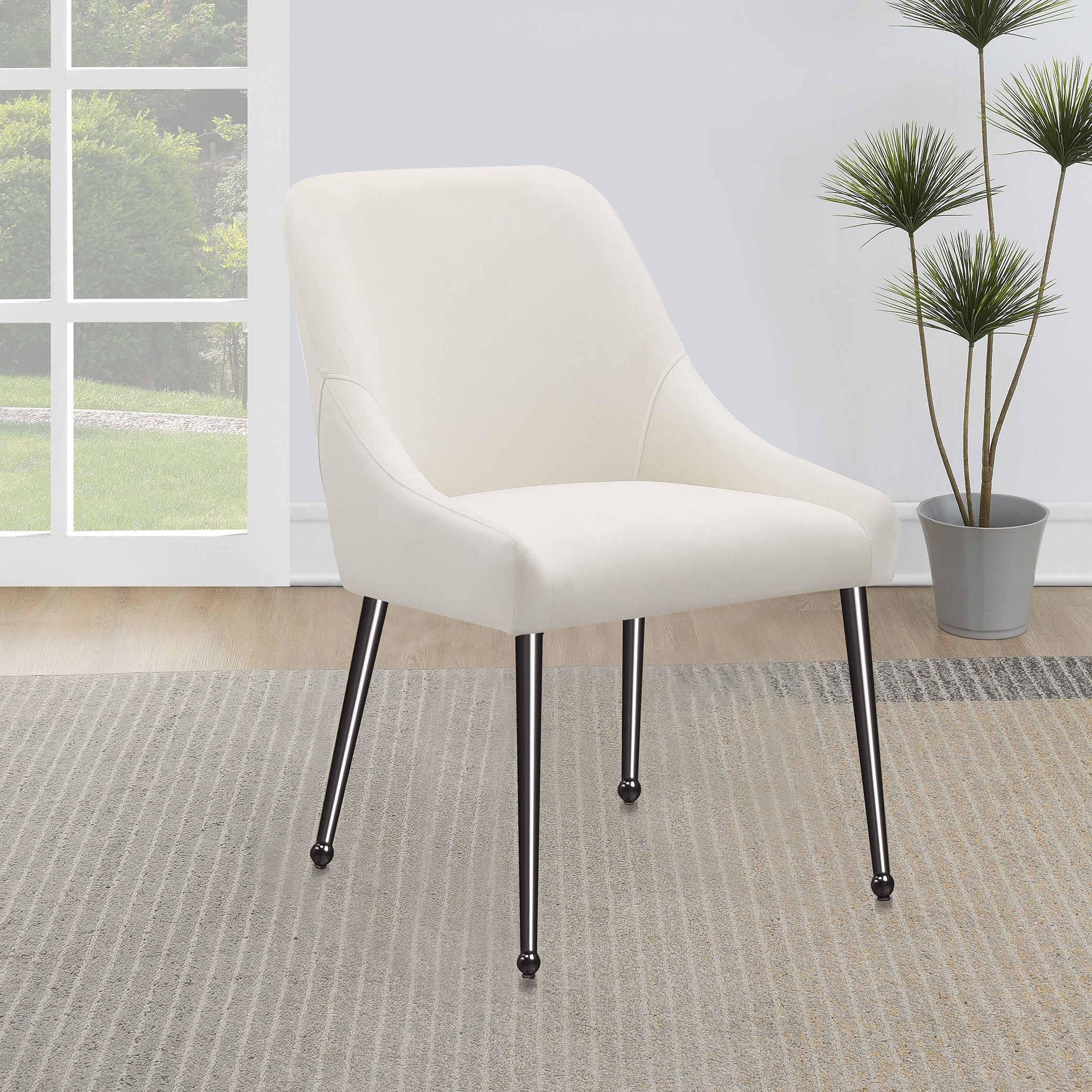 Mayette Upholstered Dining Side Chair Ivory (Set of 2)