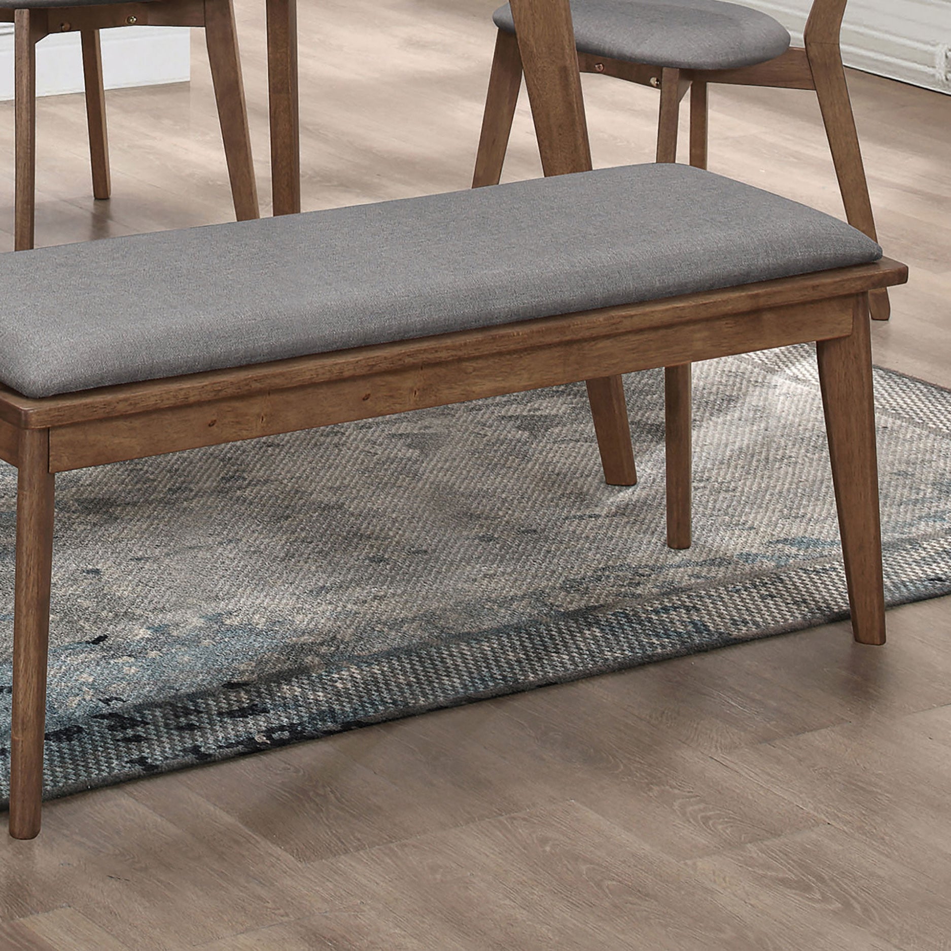 Alfredo Upholstered Dining Bench Grey and Natural Walnut