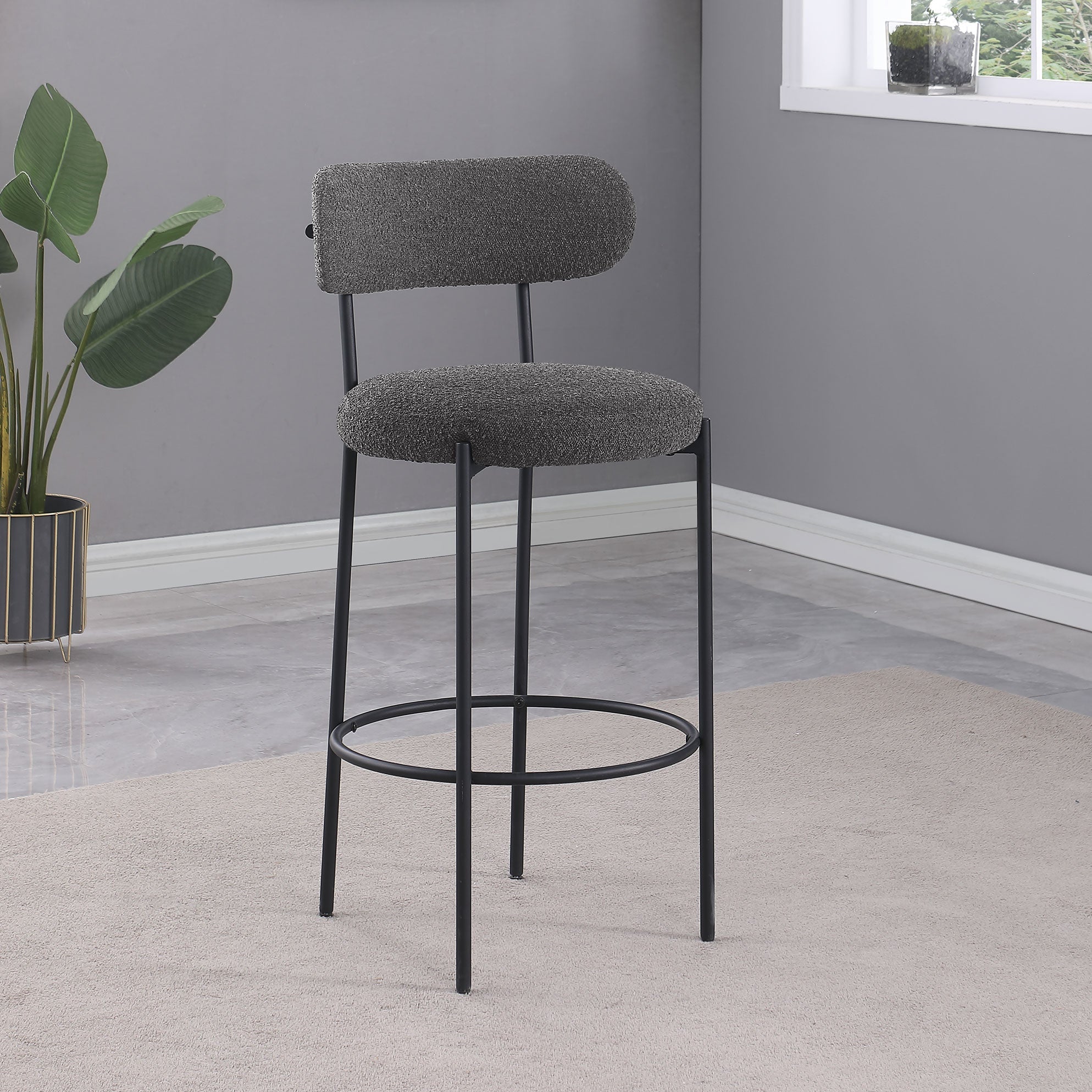 Viola Boucle Upholstered Bar Chair Cream (Set of 2)