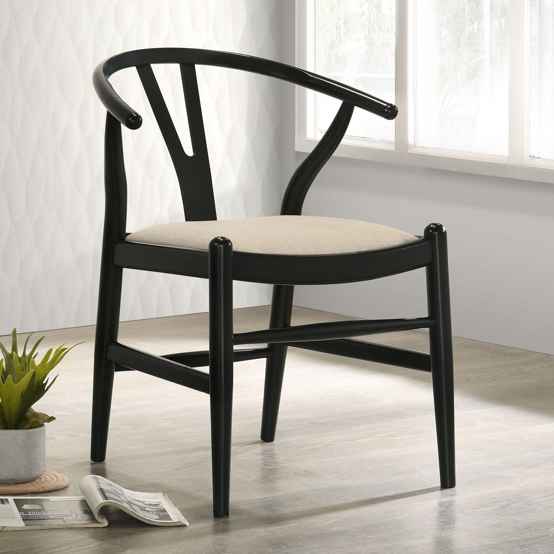Crestmont Wood Wishbone Dining Side Chair Black (Set of 2)