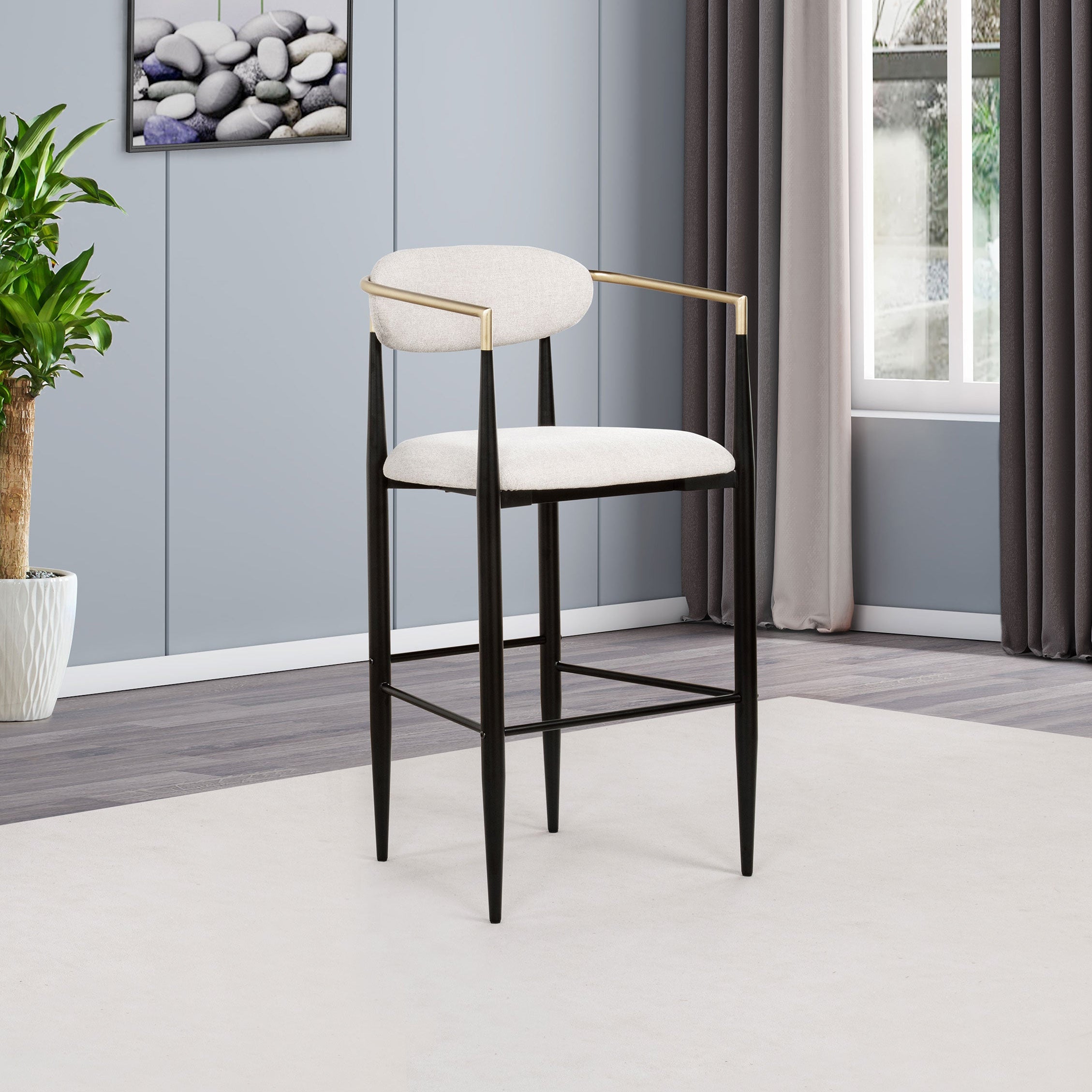 Tina Fabric Upholstered Counter Chair Beige (Set of 2)