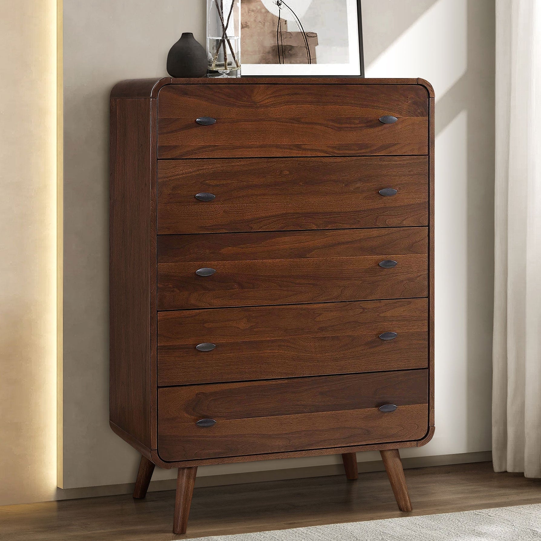 Robyn 5-drawer Bedroom Chest of Drawers Dark Walnut