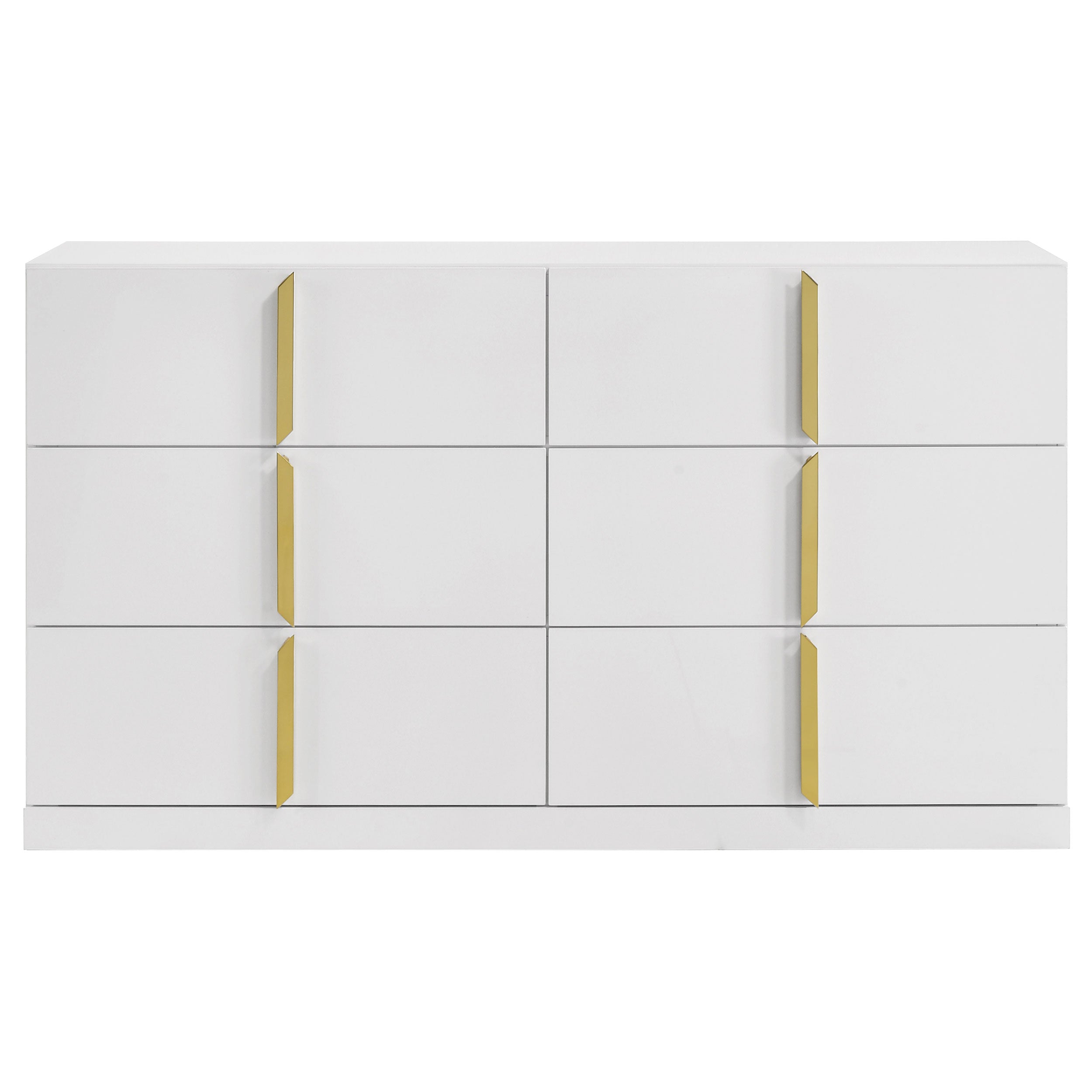 Ines 6-drawer Bedroom Dresser Cabinet White High Gloss