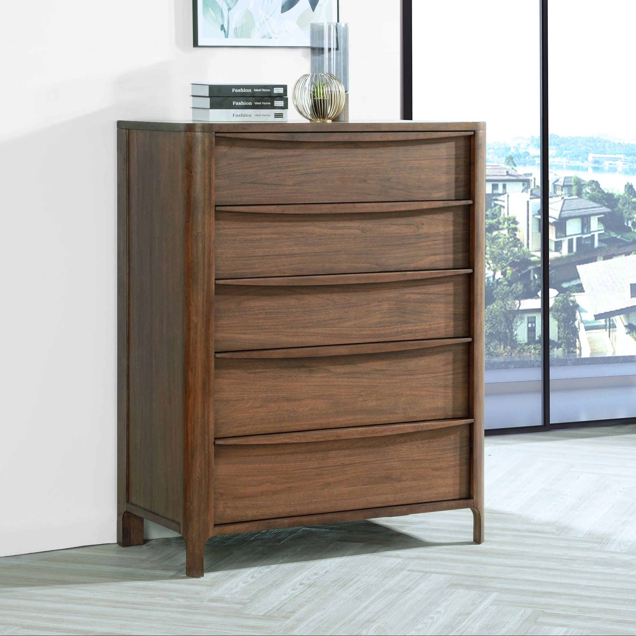 Maderia 5-drawer Chest of Drawers Walnut