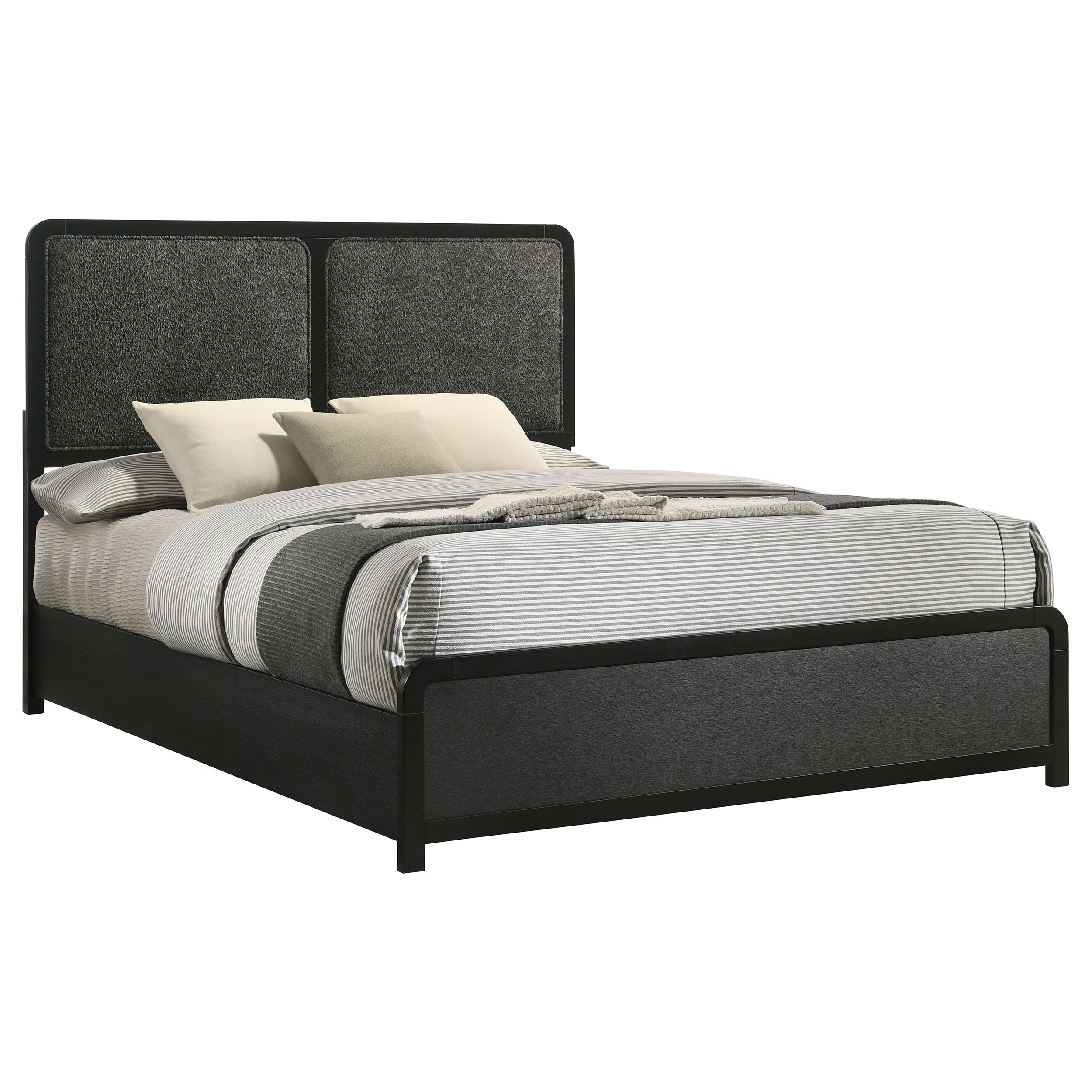 Cavelle 51-inch Black Upholstered Eastern King Bed Black