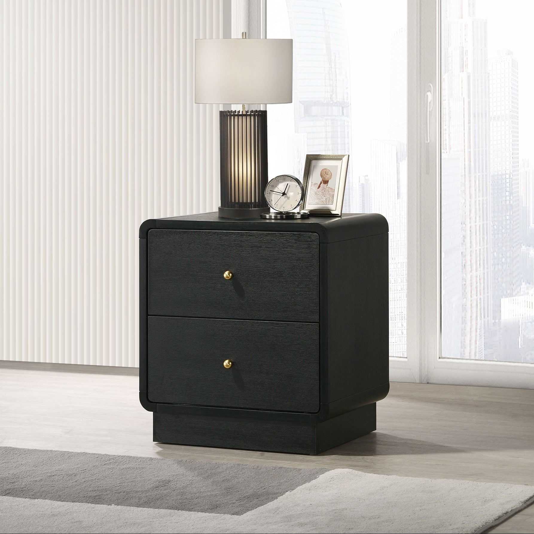 Cavelle 2-drawer Nightstand Bedside Table Black