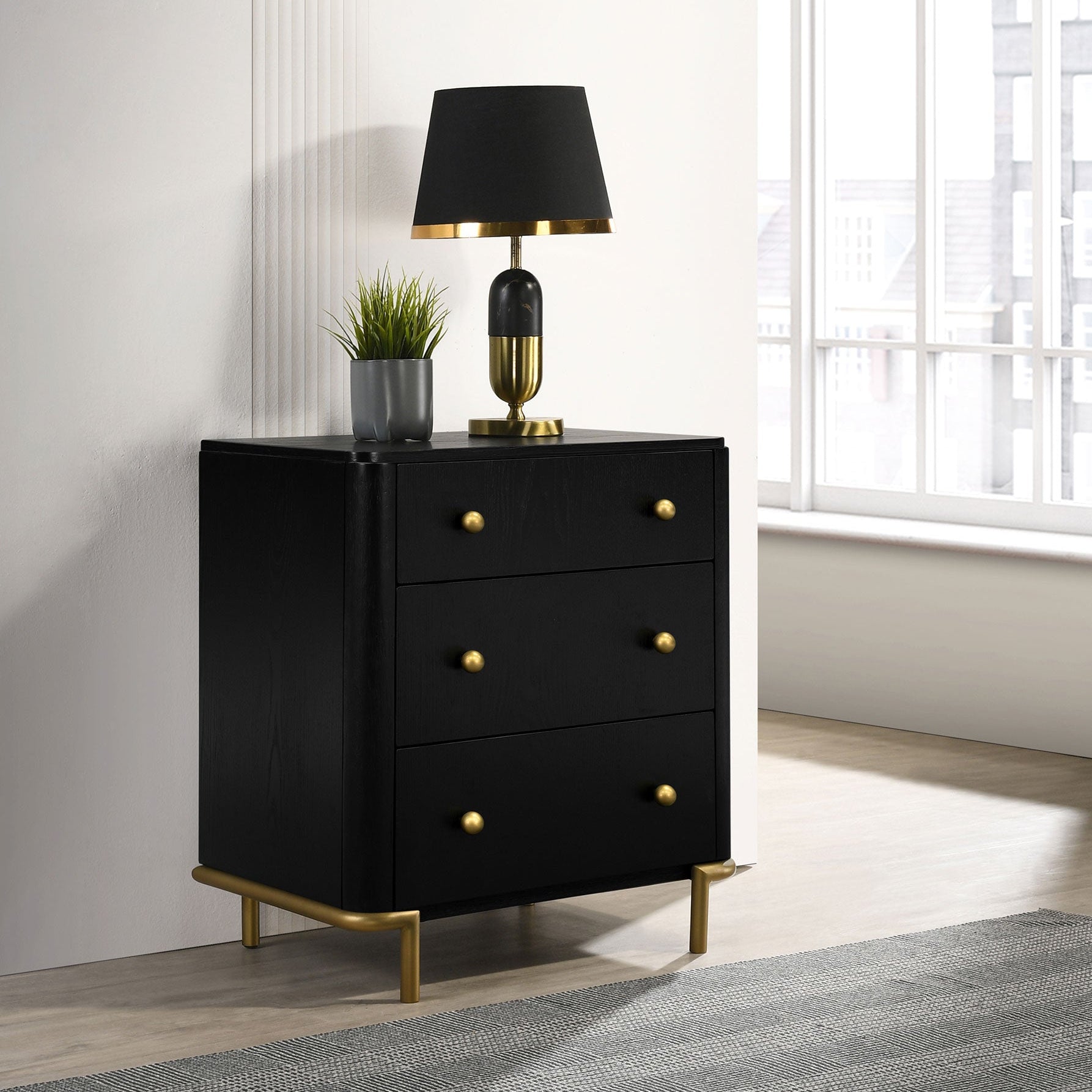 Arini 3-drawer Nightstand Black