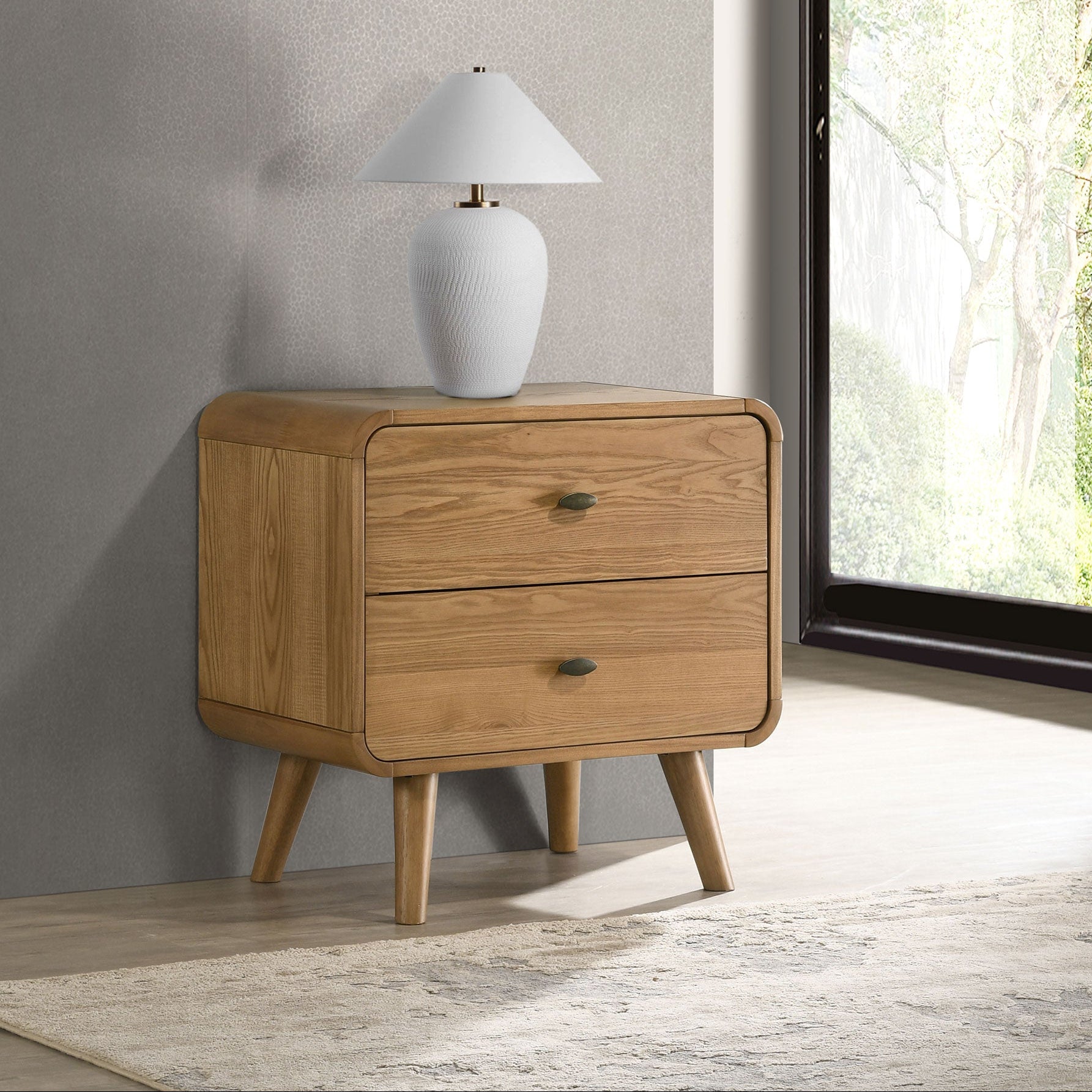Robyn 2-drawer Nightstand Bedside Table Light Ash