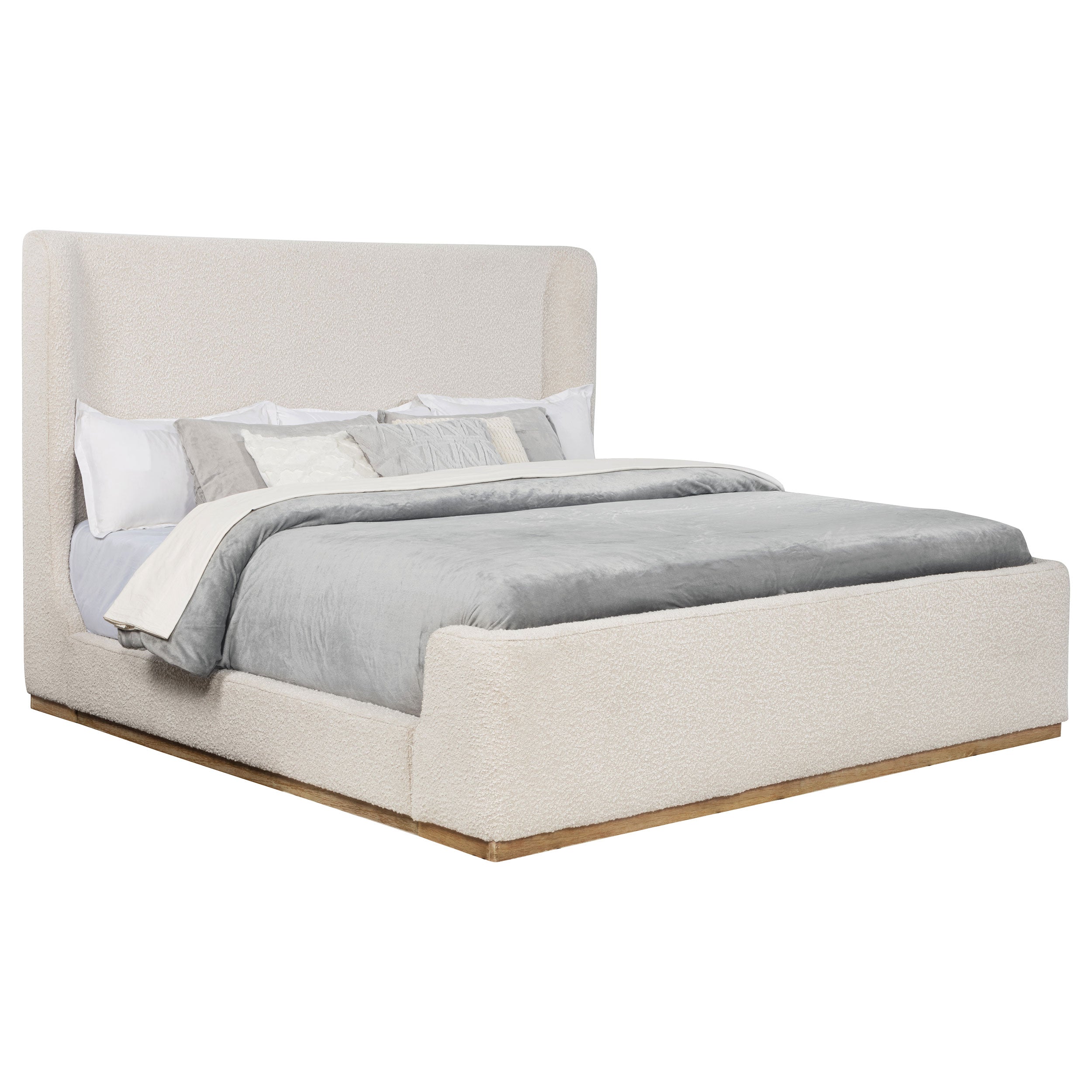 Nala Upholstered Eastern King Sleigh Bed Cream