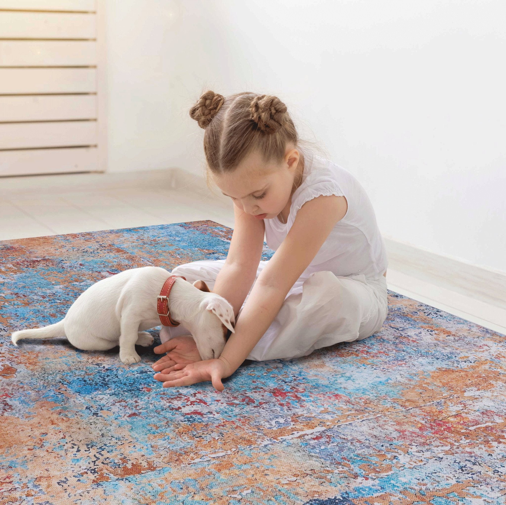 Layla 6' x 9' Multi Color Machine Washable Low-Pile, Non-Slip, Non-Shedding, Foldable, Kid & Pet Friendly Area Rug - MidinMod
