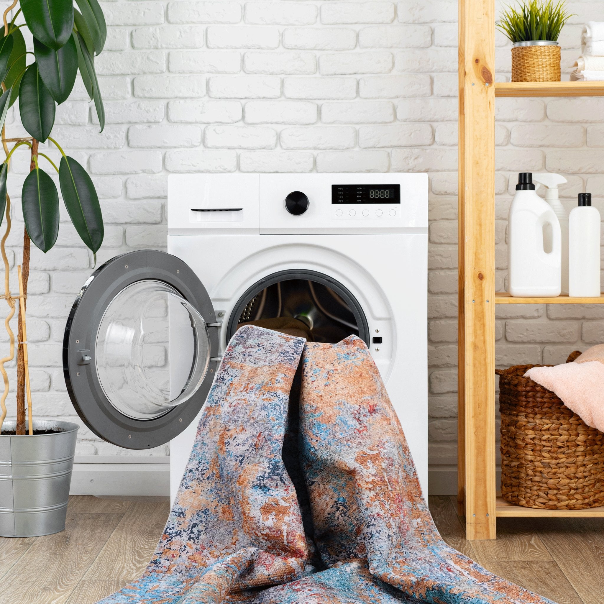 Layla 2' x 3' Multi Color Machine Washable Low-Pile, Non-Slip, Non-Shedding, Foldable, Kid & Pet Friendly Area Rug - MidinMod