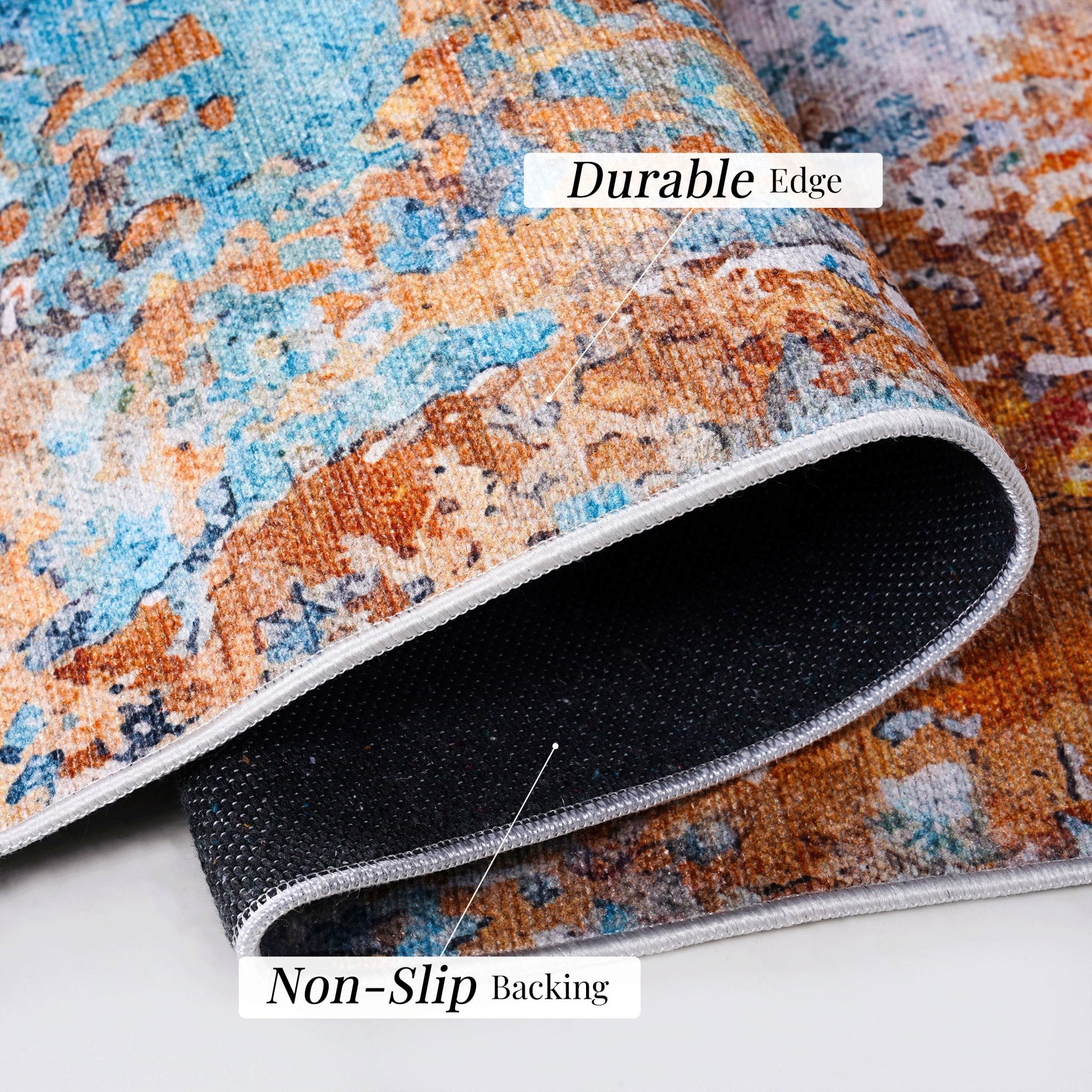 Layla 2' x 3' Multi Color Machine Washable Low-Pile, Non-Slip, Non-Shedding, Foldable, Kid & Pet Friendly Area Rug - MidinMod