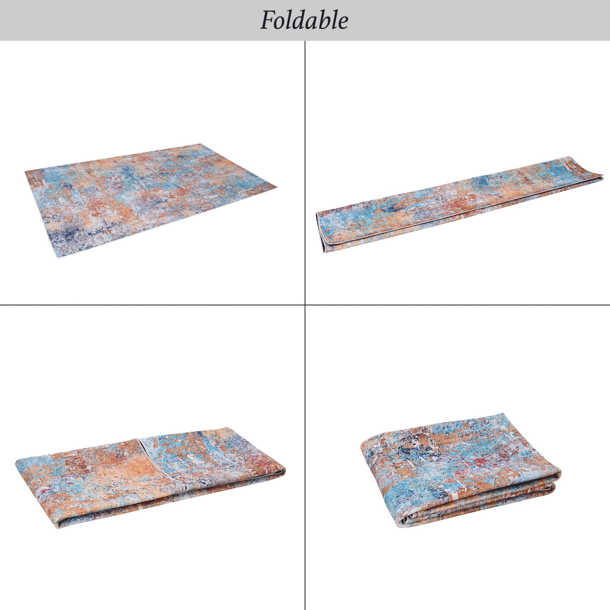 Layla 2' x 3' Multi Color Machine Washable Low-Pile, Non-Slip, Non-Shedding, Foldable, Kid & Pet Friendly Area Rug - MidinMod