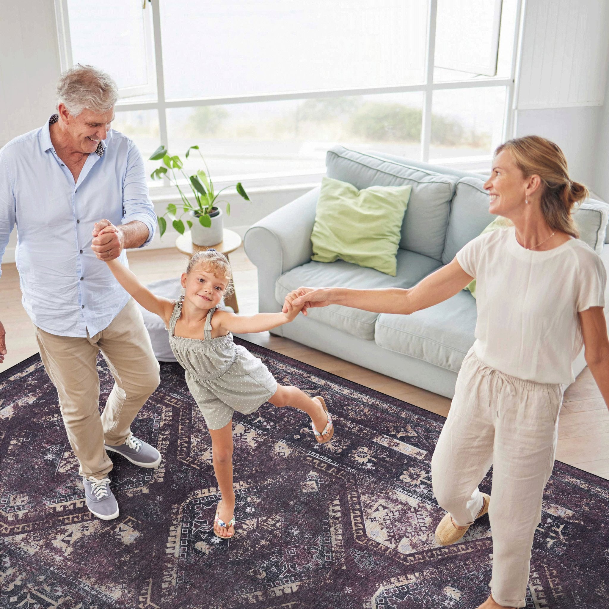 Kaden 8' x 10' Burgundy/Black Machine Washable Low-Pile, Non-Slip, Non-Shedding, Foldable, Kid & Pet Friendly Area Rug - MidinMod