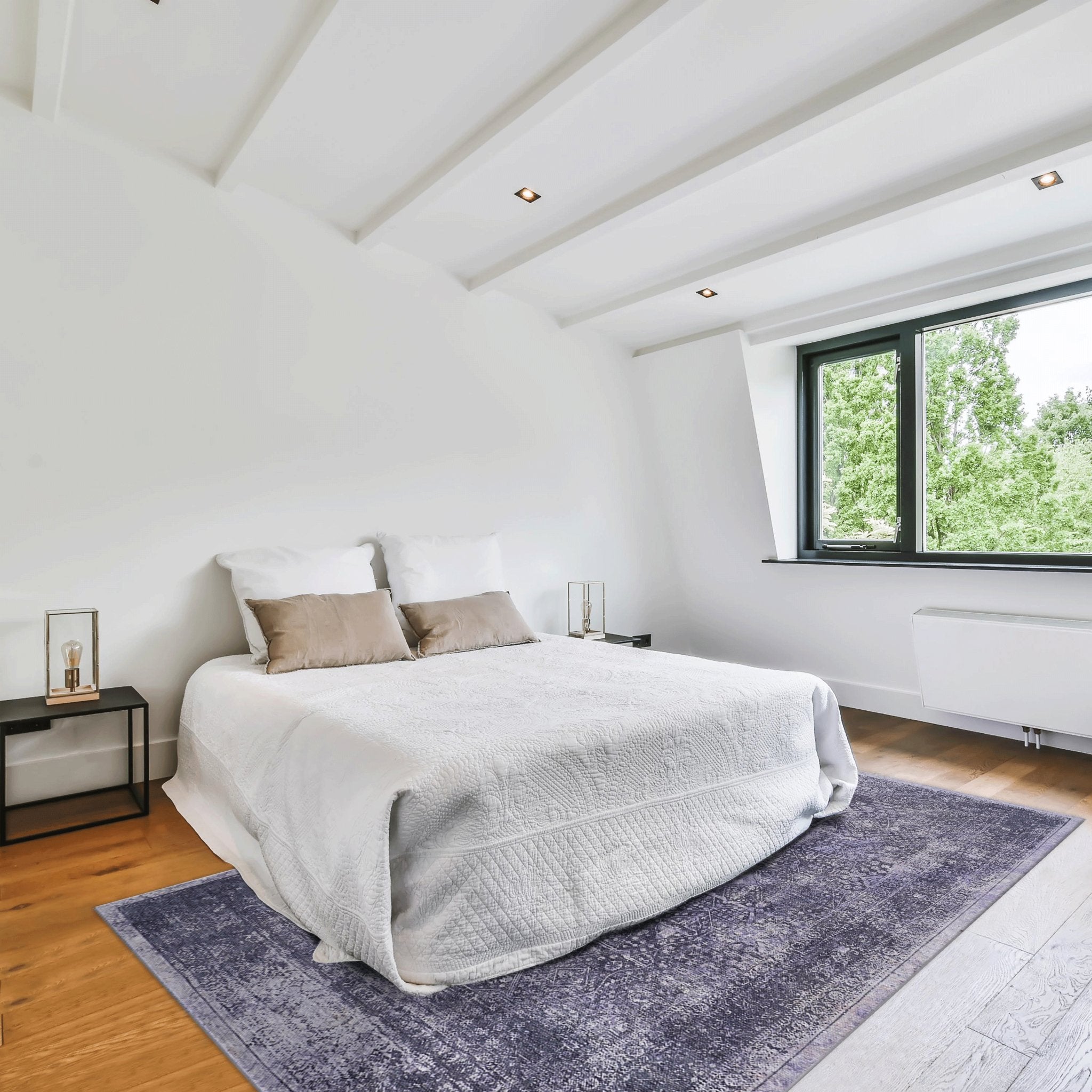 Bovi 4' x 6' Anthracite/ Machine Washable Low-Pile, Non-Slip, Non-Shedding, Foldable, Kid & Pet Friendly Area Rug - MidinMod