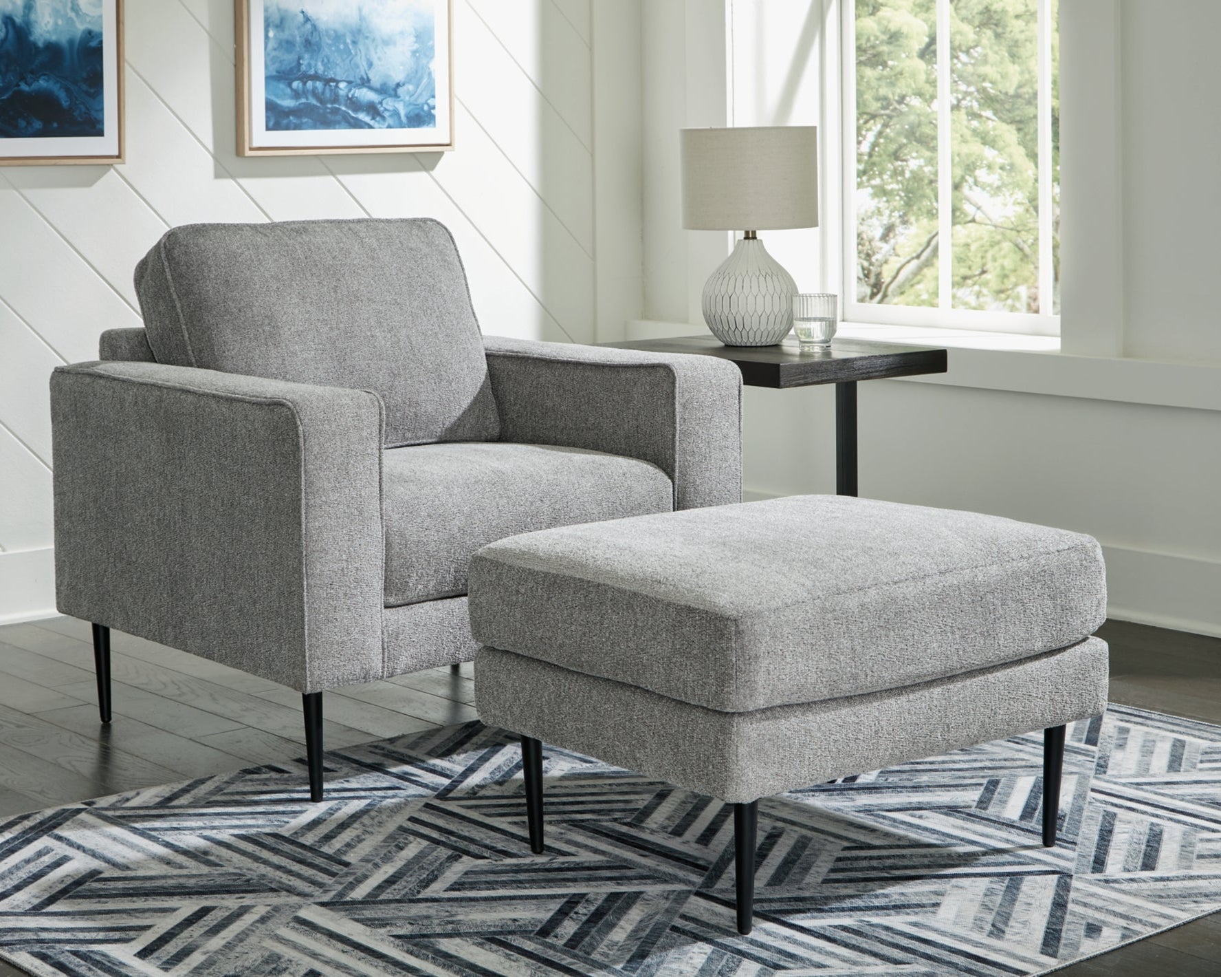 Hazela Chair and Ottoman - Black