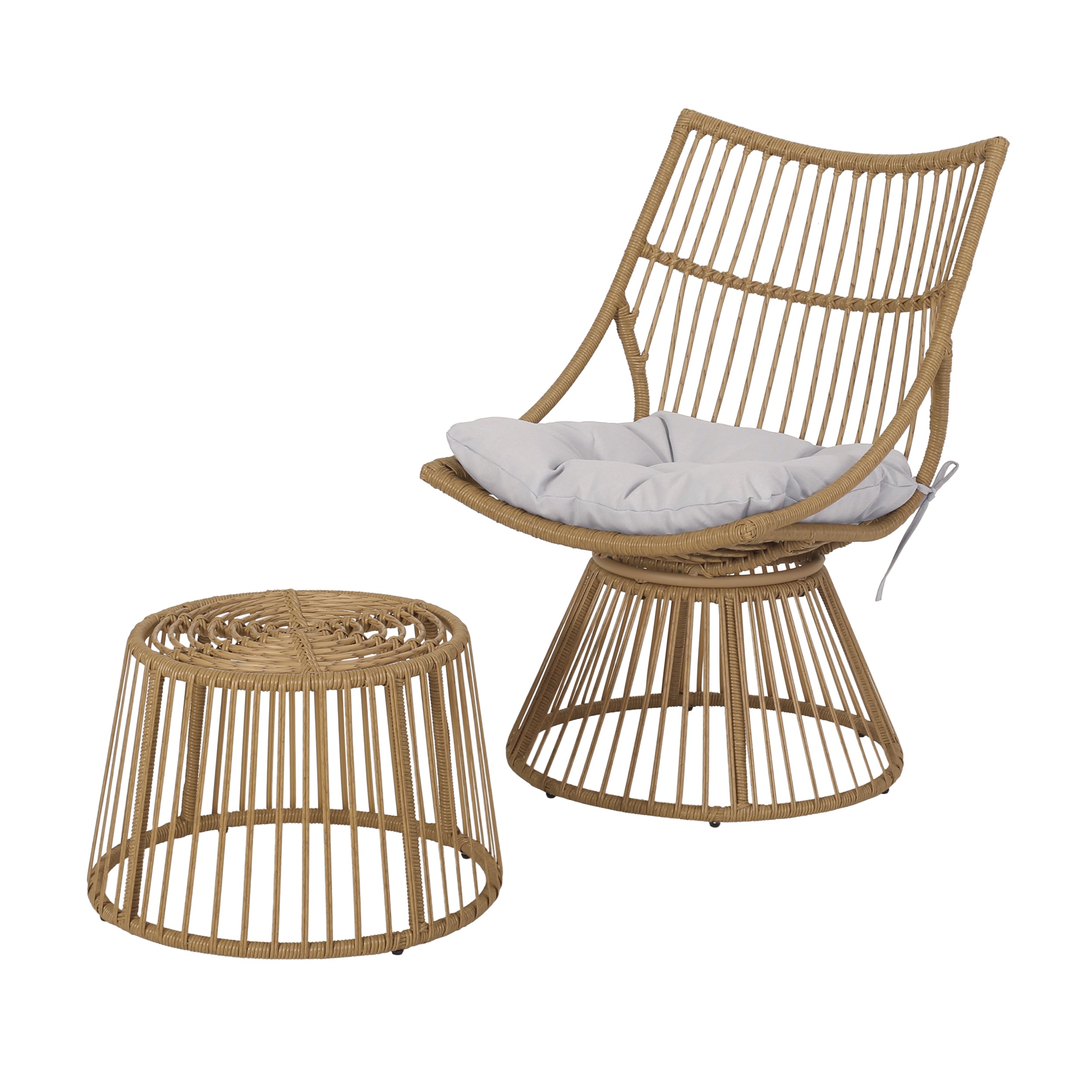 Outdoor Club Chair Rattan Frame - Light Brown
