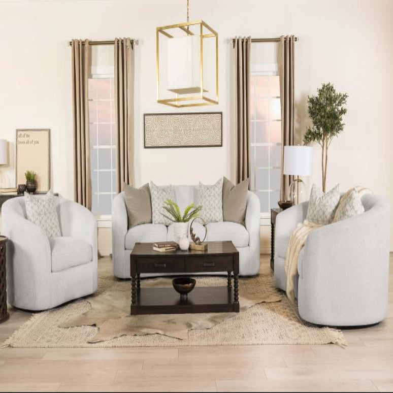 Rainn 3-piece Boucle Upholstered Sloped Arm Sofa Set Latte