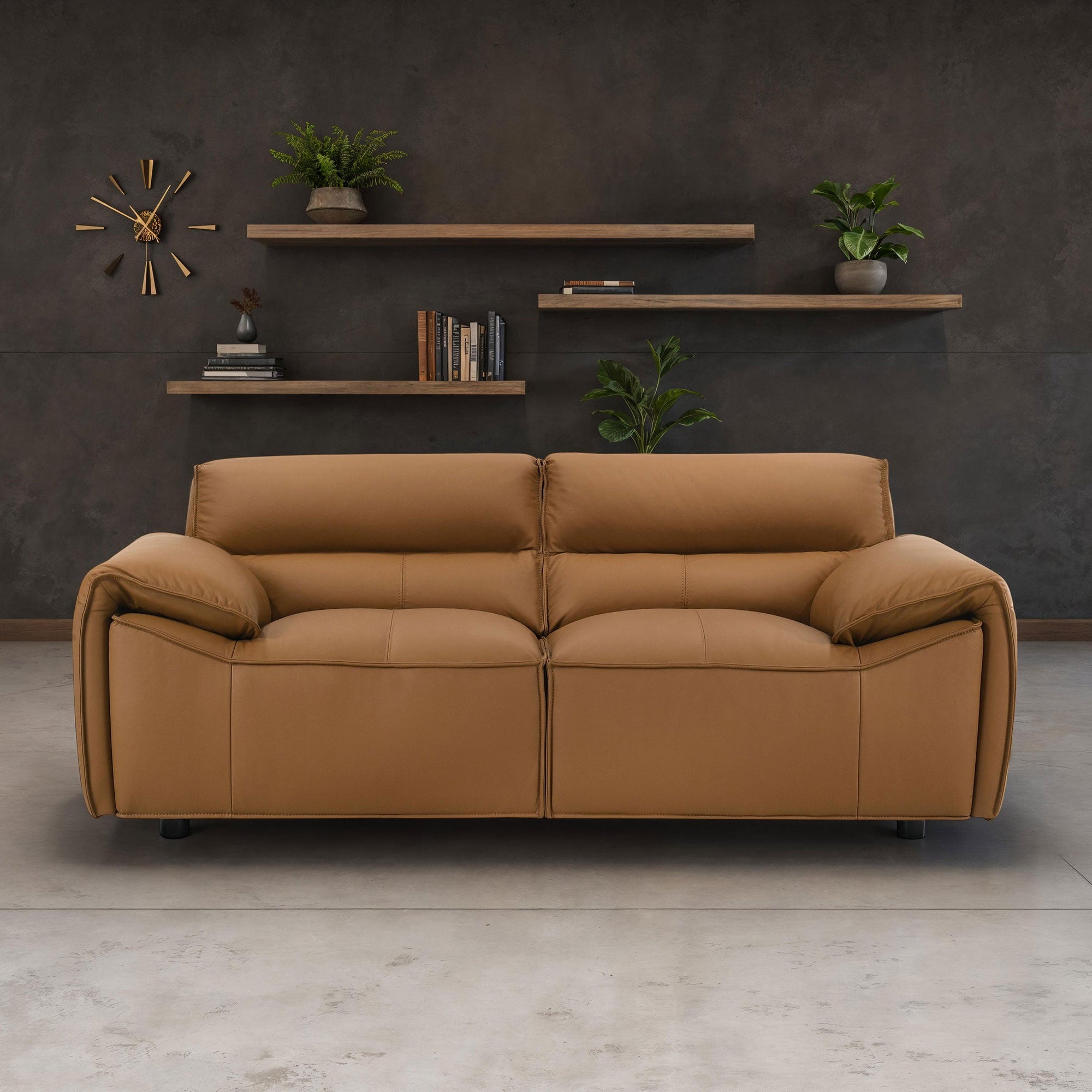 Buxton Top Grain Leather Upholstered Loveseat Orange