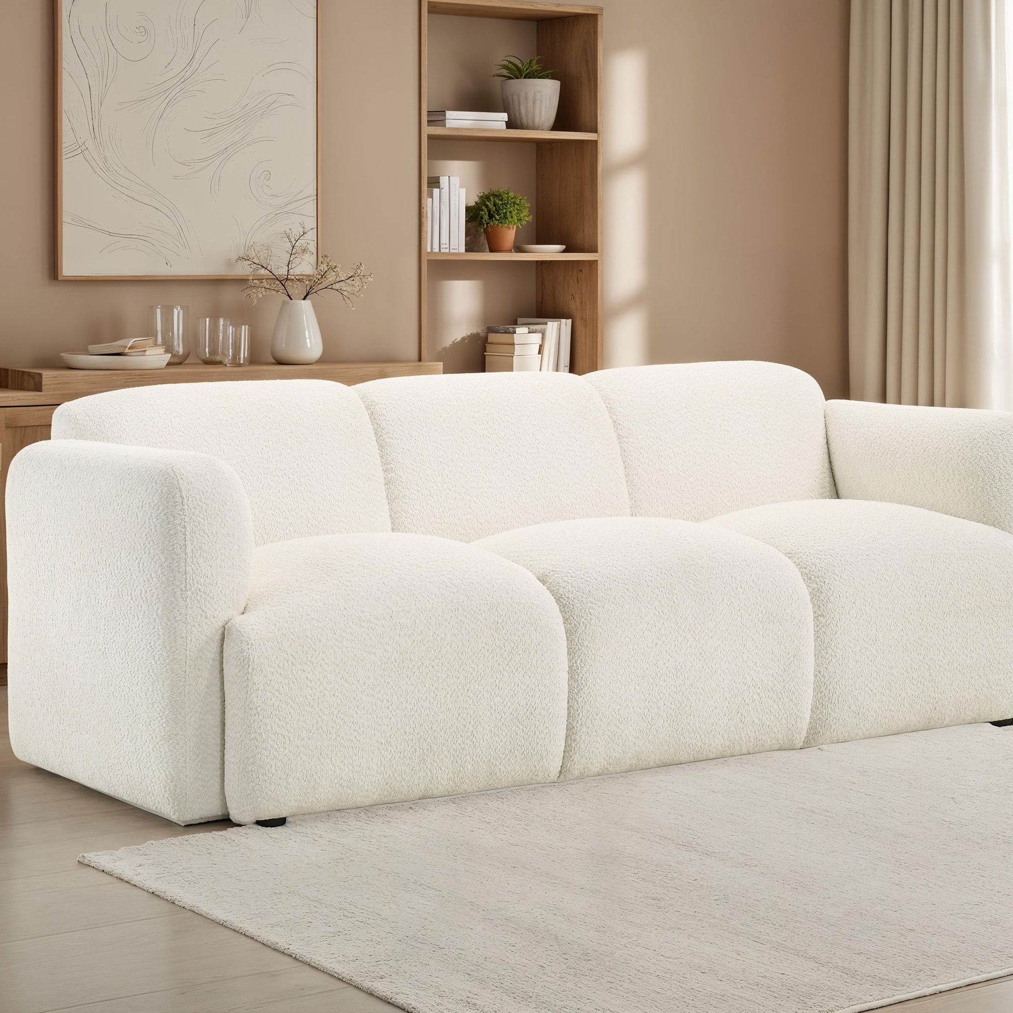 Dorset Fabric Upholstered Round Track Arm Sofa Brown