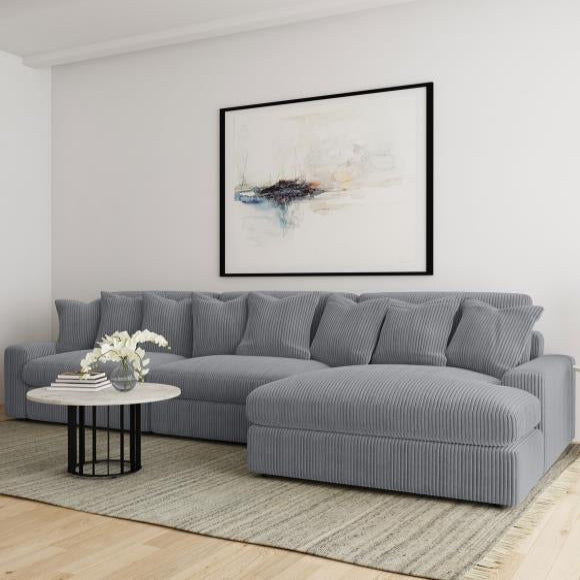 Blaine Upholstered Reversible Chaise Sectional Sofa Fog