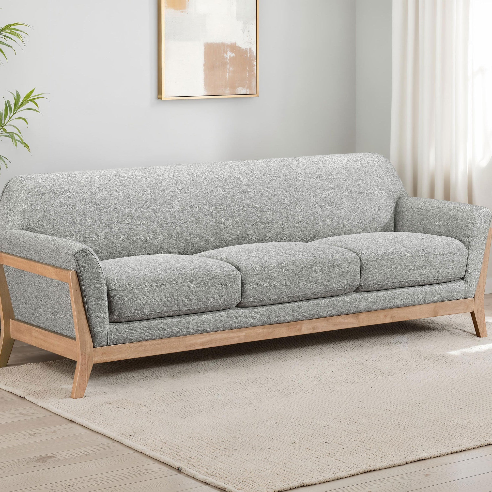 Vaughn Fabric Upholstered Flared Arm Sofa Grey