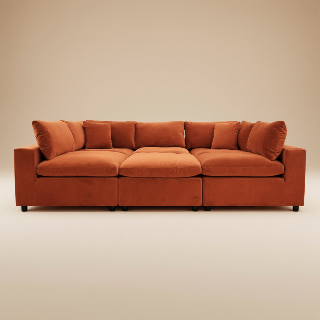 Laurel Burnt Orange Velvet Modular Corner Sofa