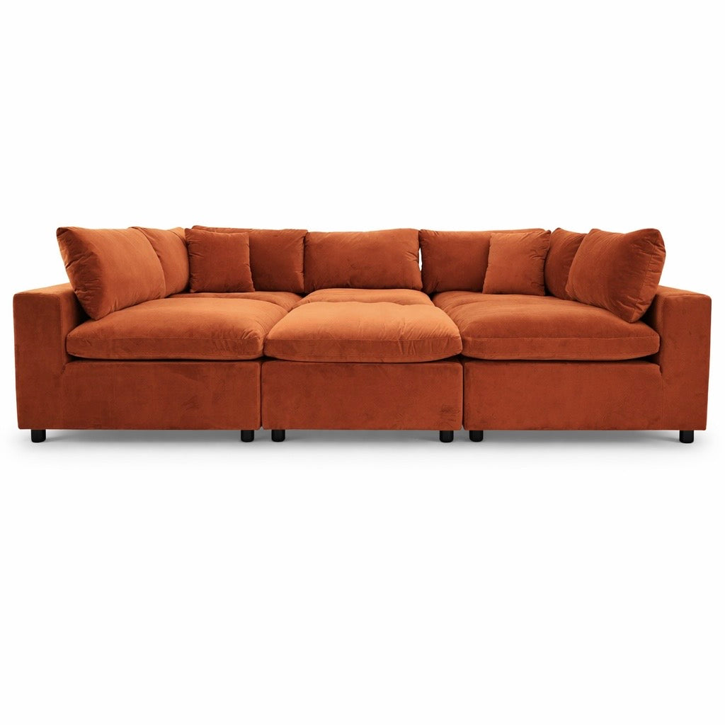 Laurel Burnt Orange Velvet Modular Sofa