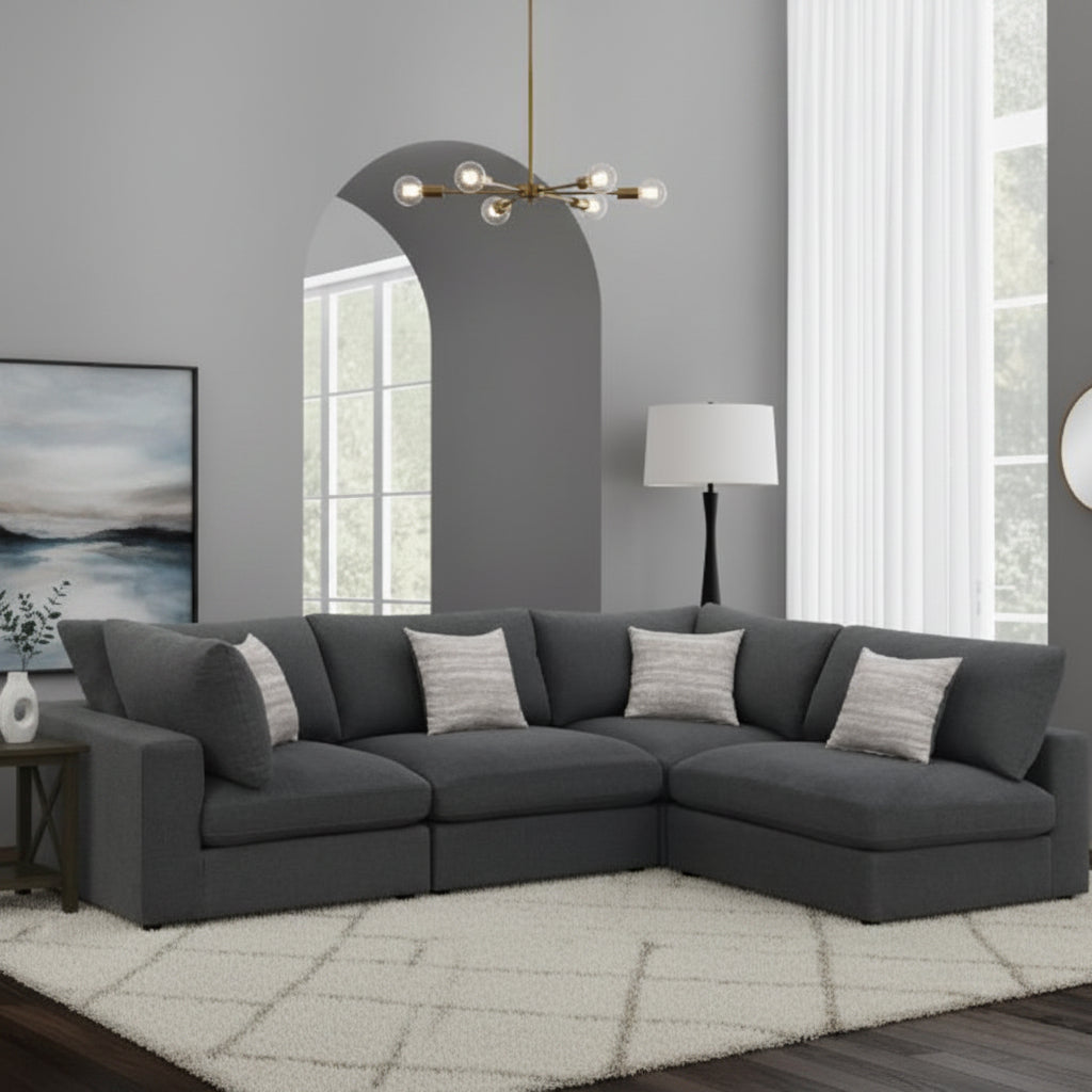Serene 4-piece Upholstered Modular Sectional Sofa Charcoal