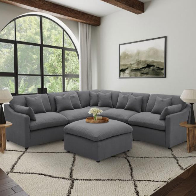 Hobson 6-piece Upholstered Modular Sectional Sofa Charcoal