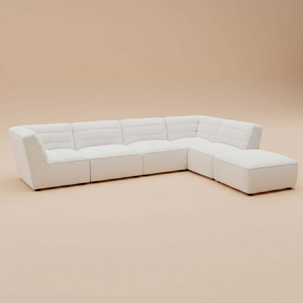 Sunny 6-piece Upholstered Modular Sectional Sofa Natural