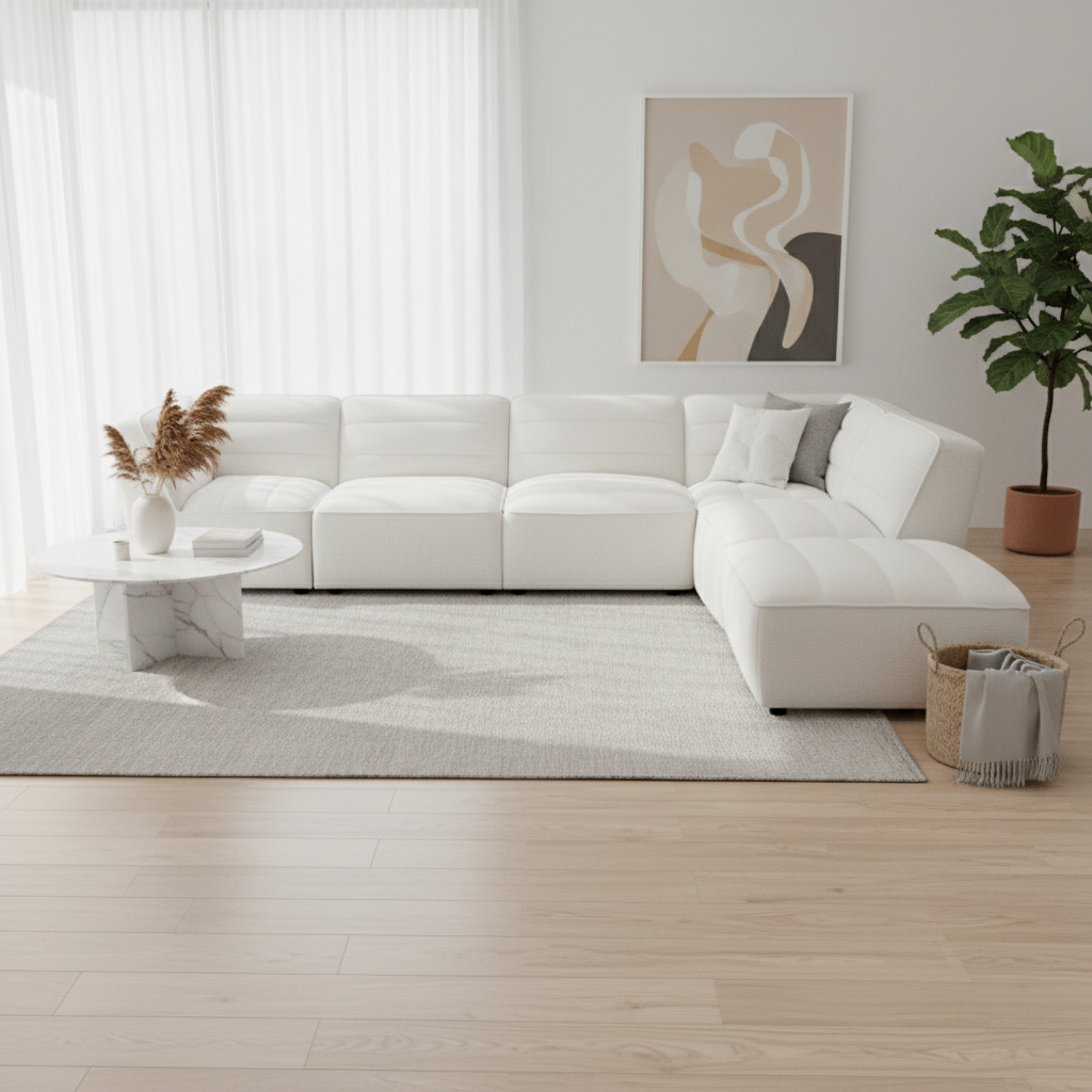 Sunny 6-piece Upholstered Modular Sectional Sofa Natural