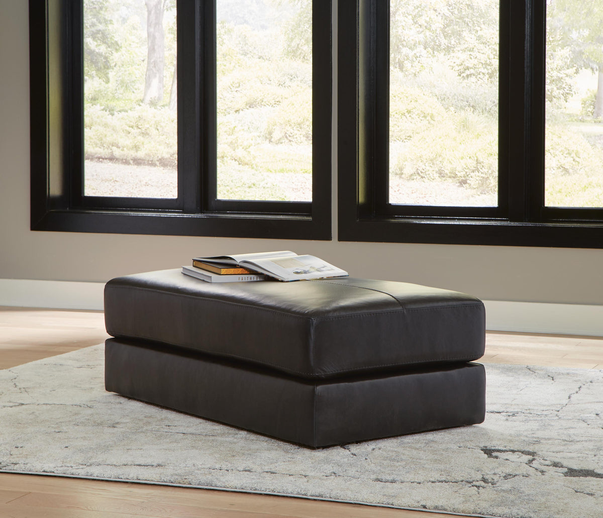 Amiata Oversized Accent Ottoman - Onyx