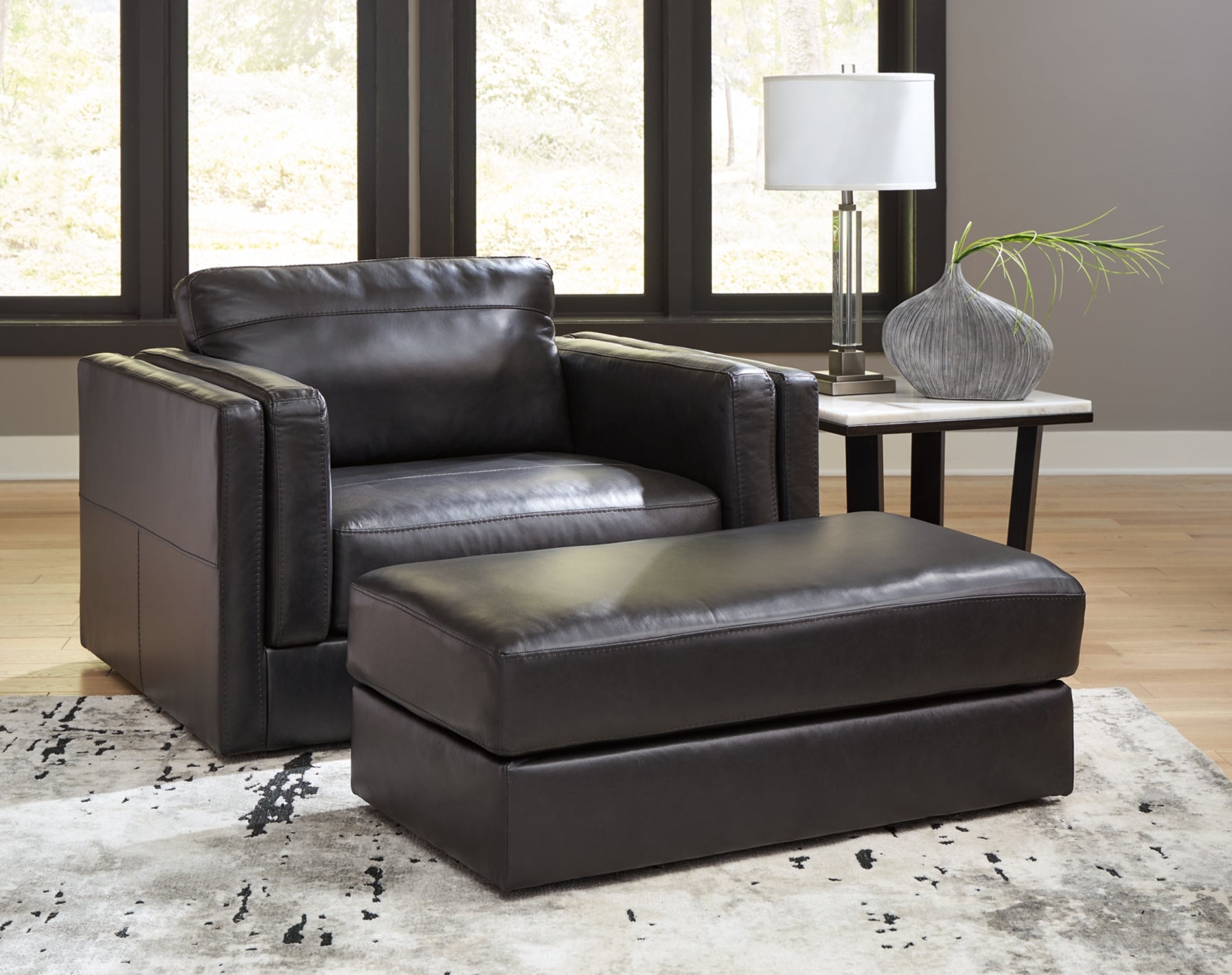 Amiata Chair and Ottoman - Natural