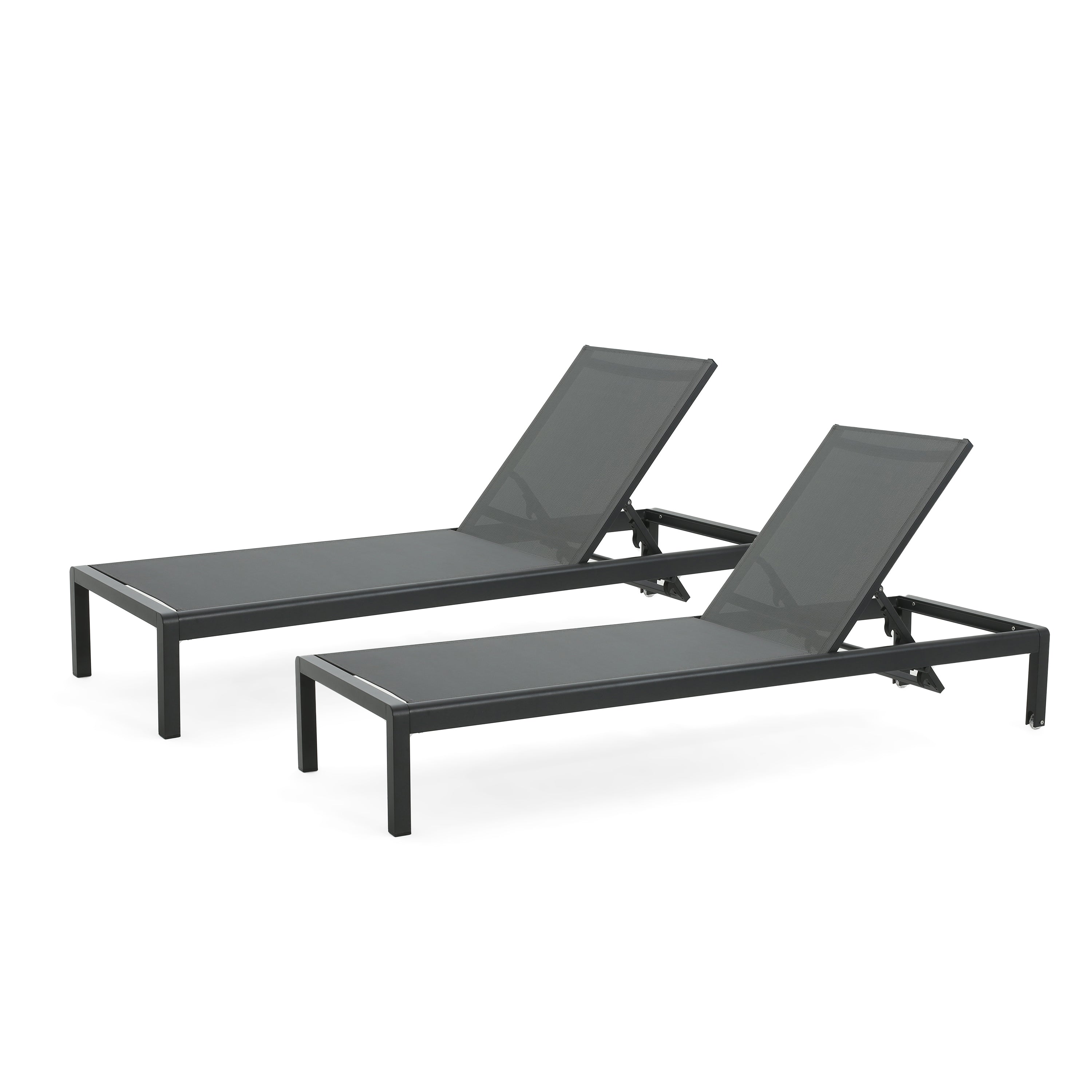 Chaise Outdoor Chaise Lounge Set Adjustable Back - Black
