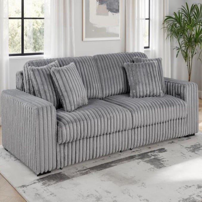 Jacana Corduroy Upholstered Dual Power Chaise Sofa Grey