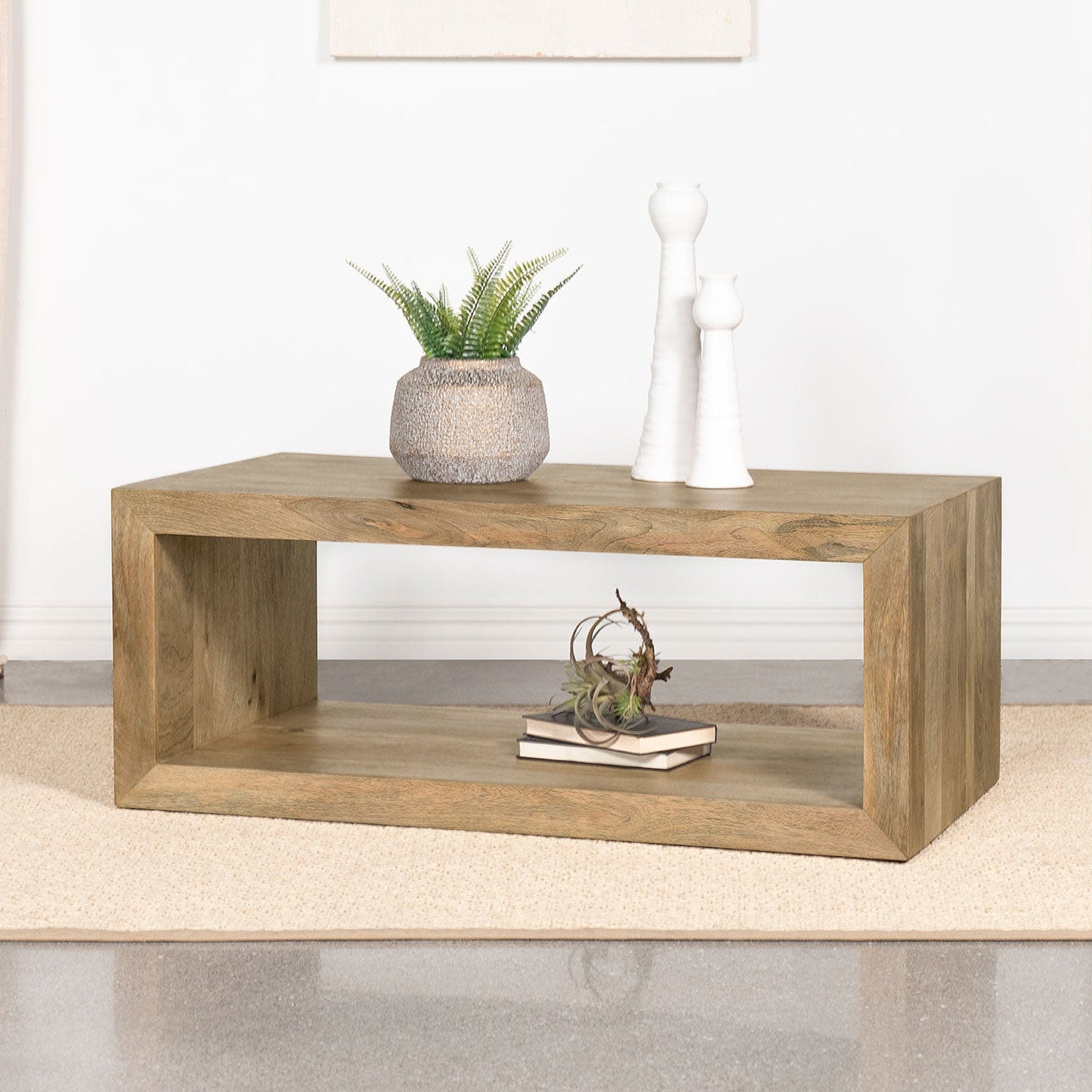 Benton Rectangular Solid Wood Coffee Table Natural