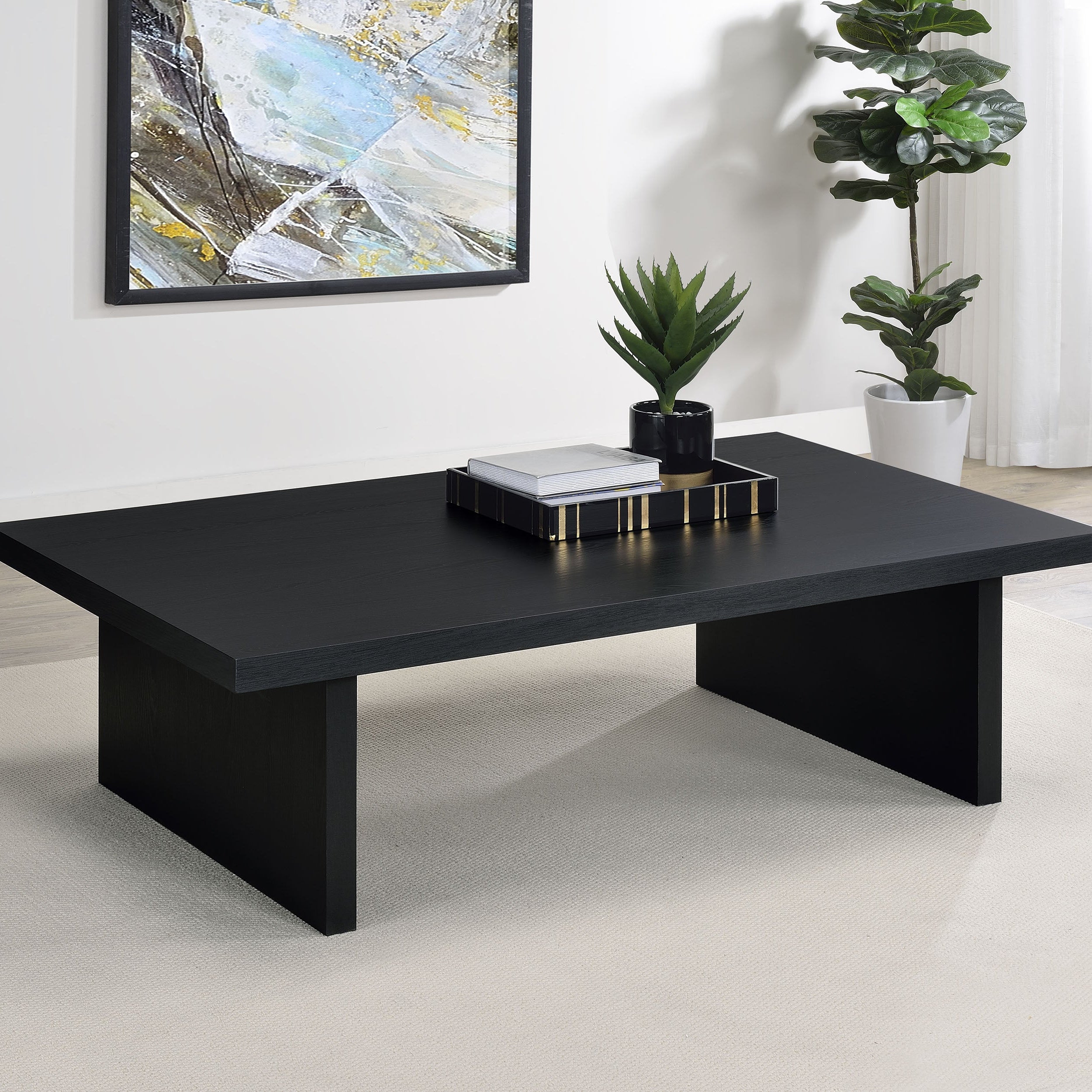 Max Rectangular Engineered Laminate Coffee Table Black