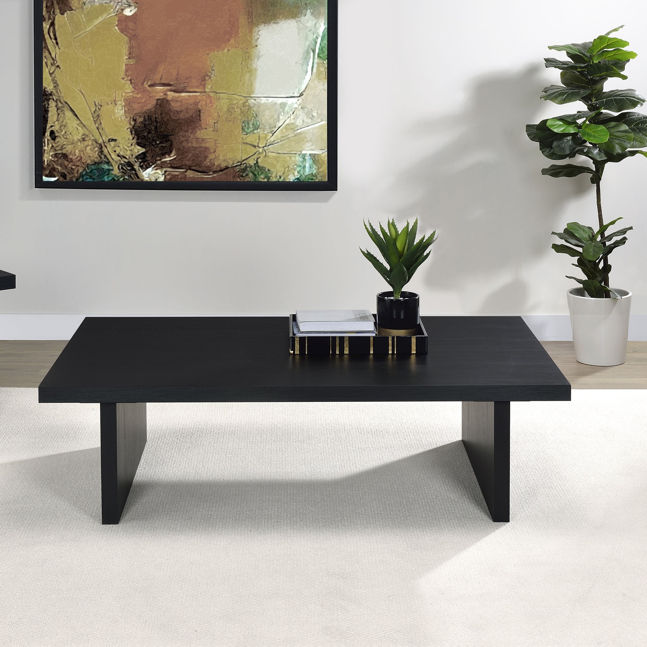 Max Rectangular Engineered Laminate Coffee Table Black