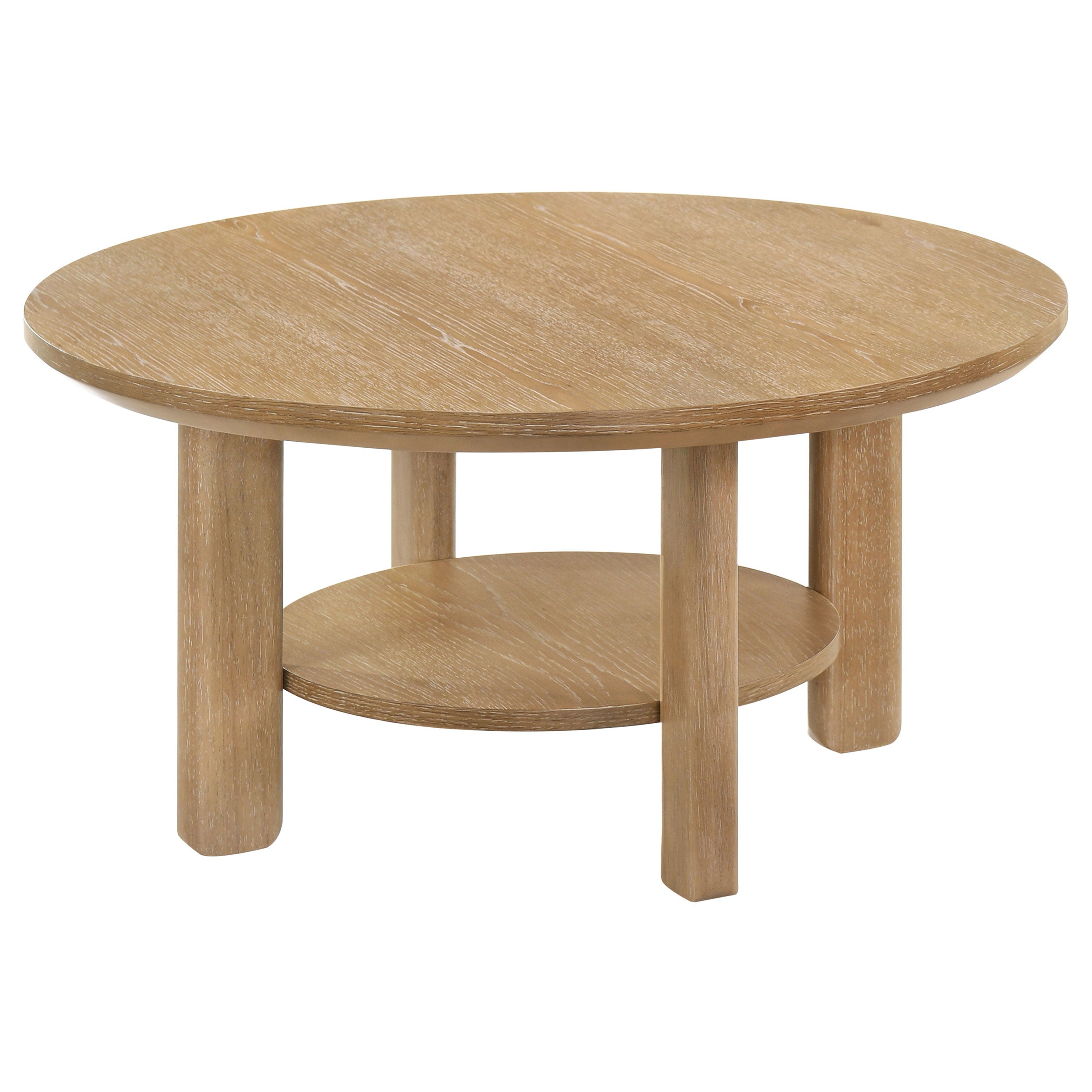 Ottowa 35-inch Round Wood Cocktail Coffee Table Oak