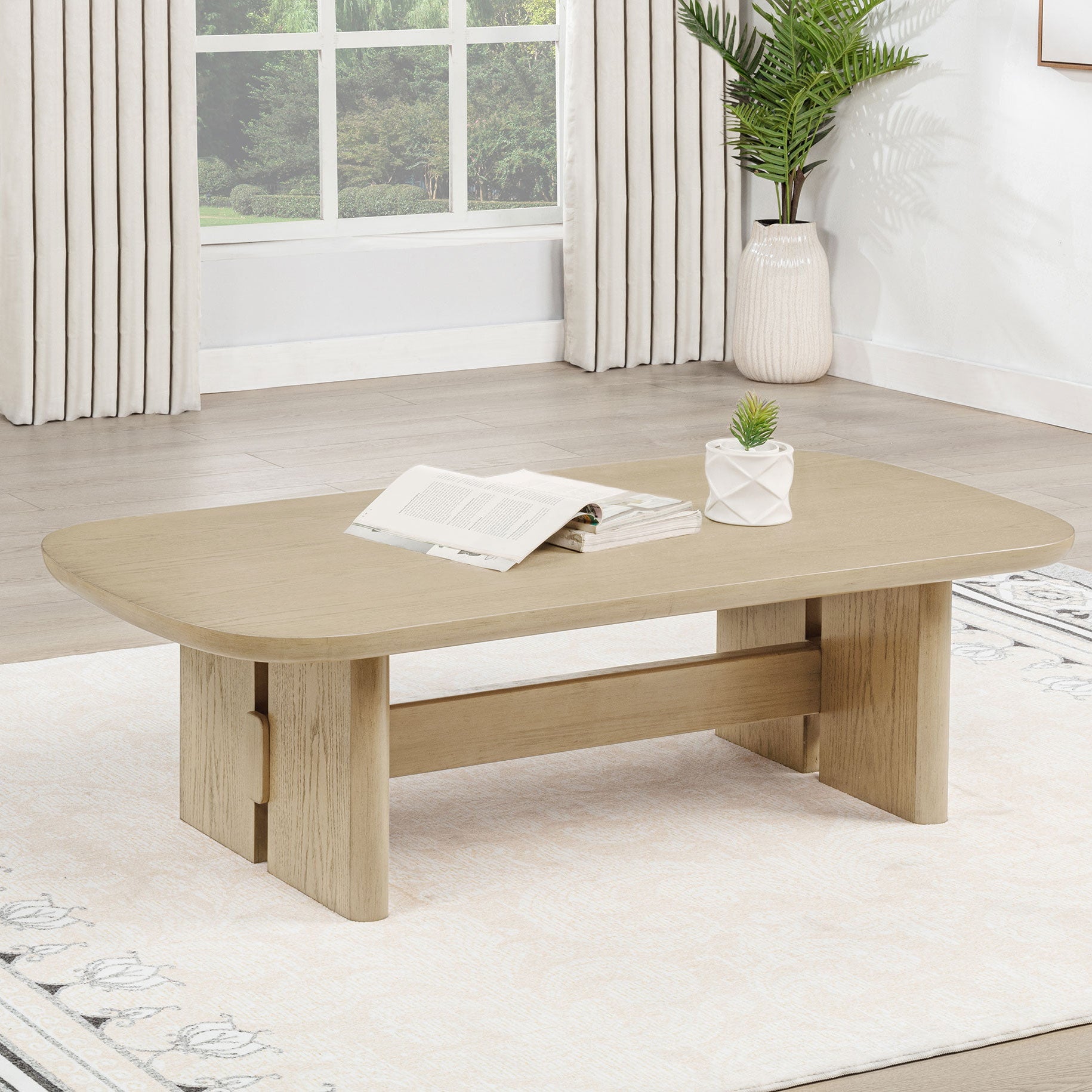 Kailani Coastal Rectangular Cocktail Coffee Table Beige Oak