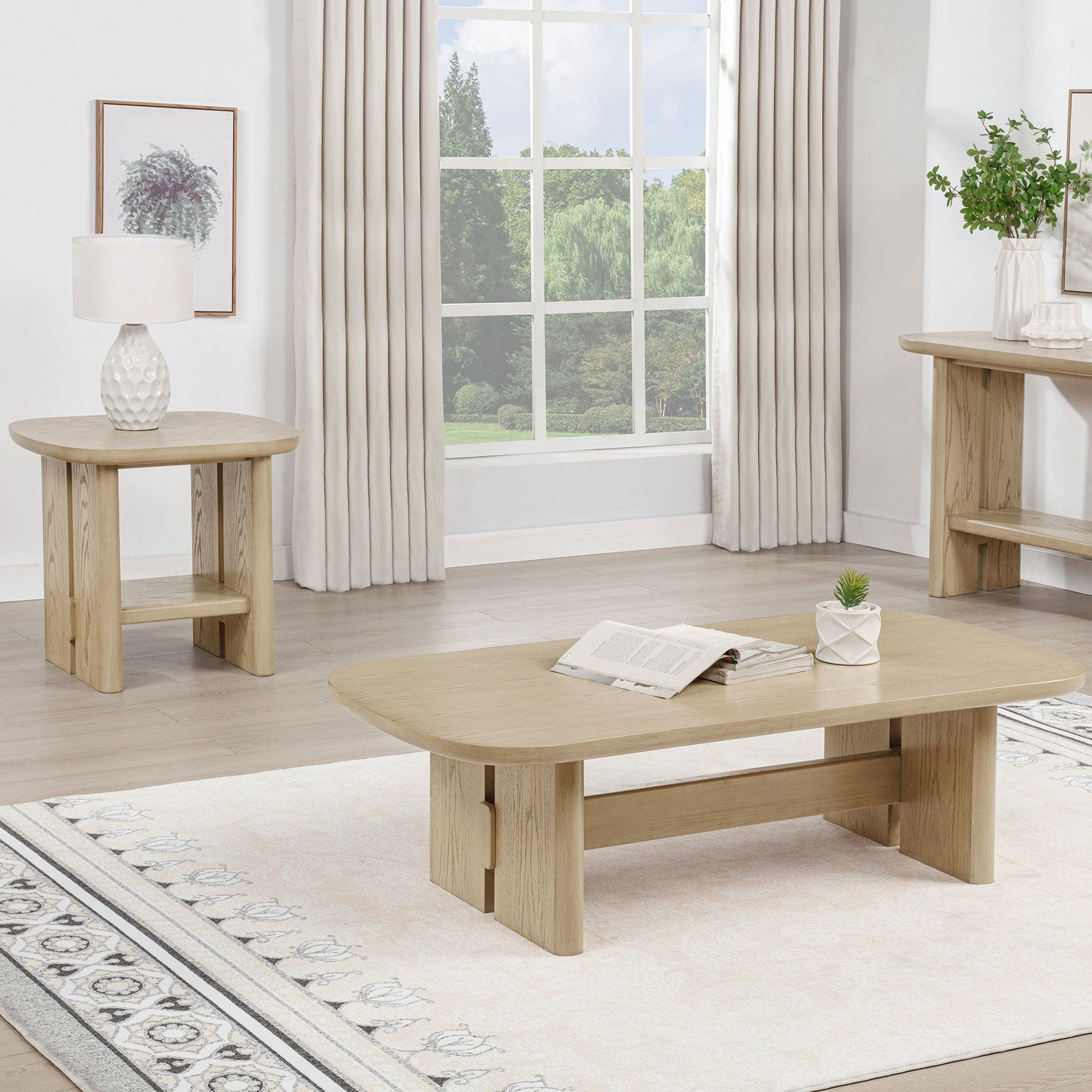 Kailani Coastal Rectangular Cocktail Coffee Table Beige Oak