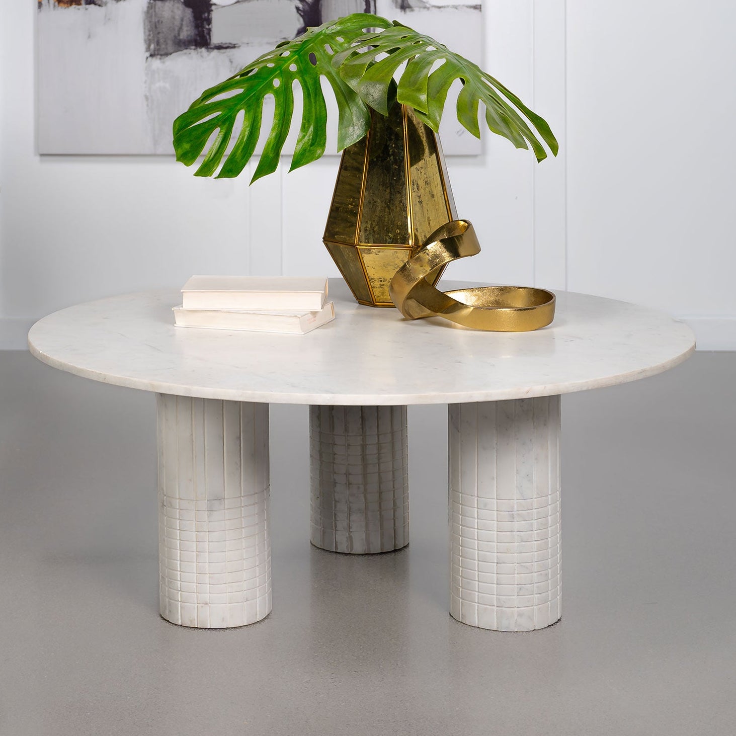 Astoria Round Genuine Marble Coffee Table White