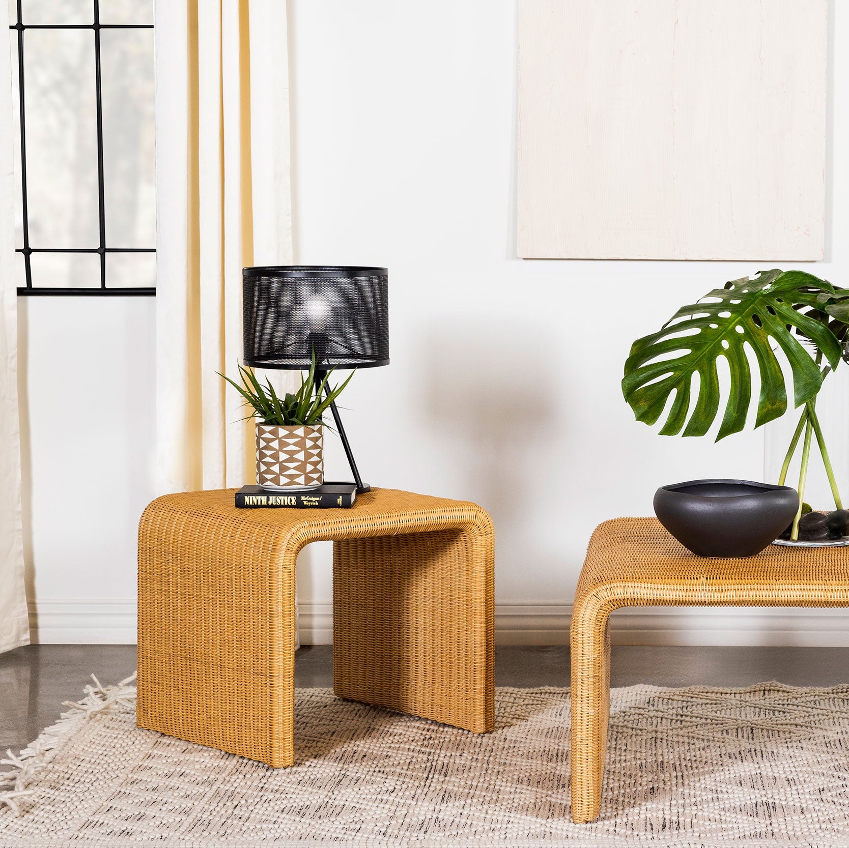 Cahya Square Woven Rattan End Table Natural